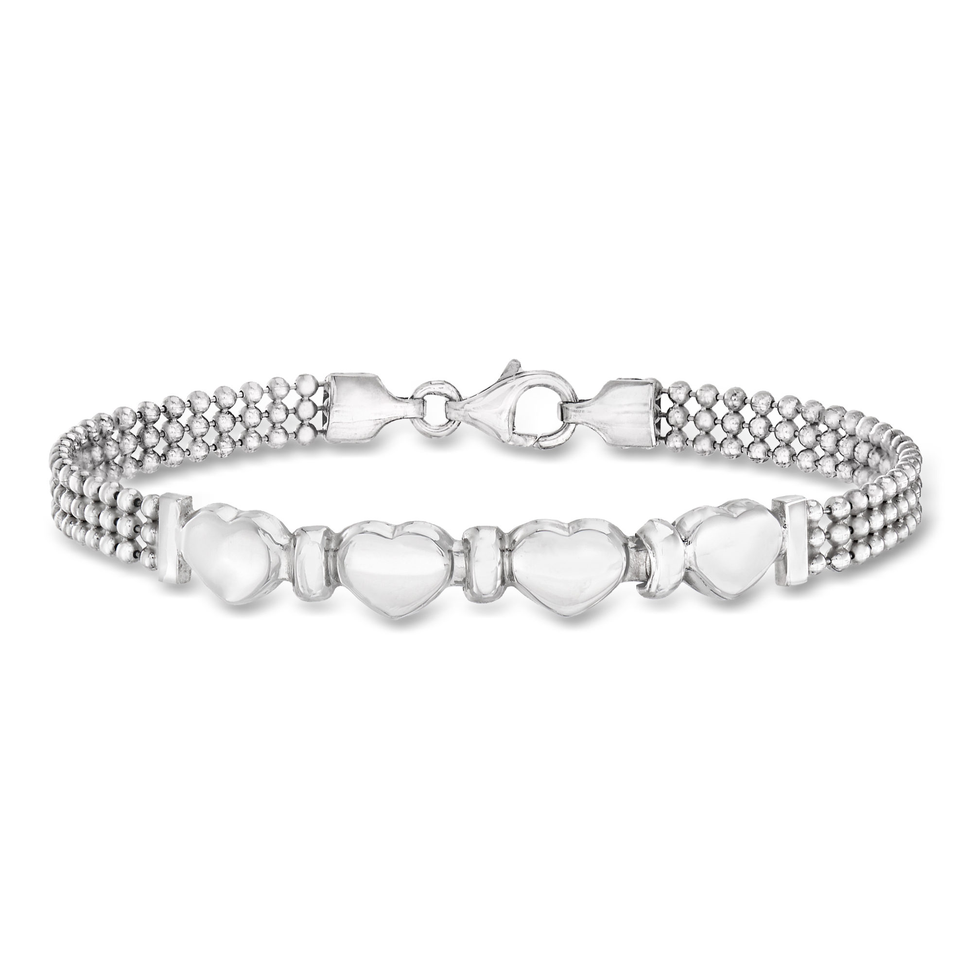 Italian Sterling Silver Heart Beaded Bracelet | Ross Simons