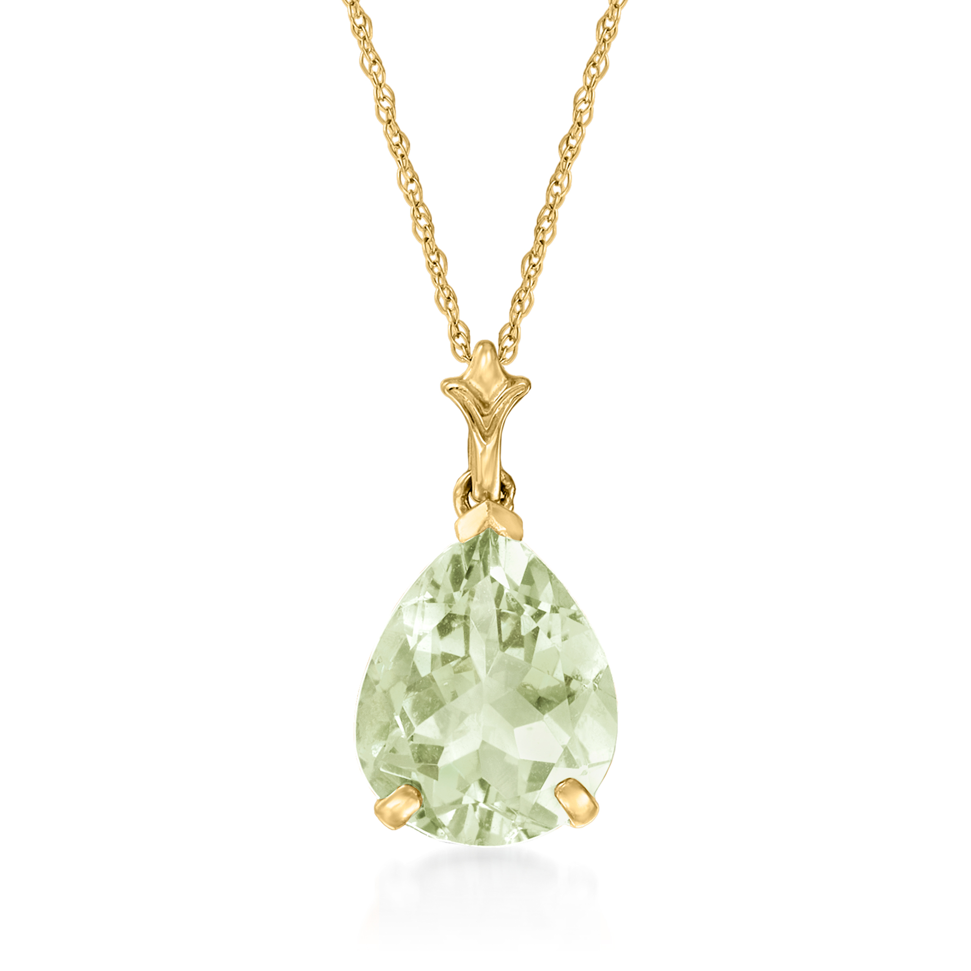3.90 Carat Prasiolite Pendant Necklace in 14kt Yellow Gold | Ross ...