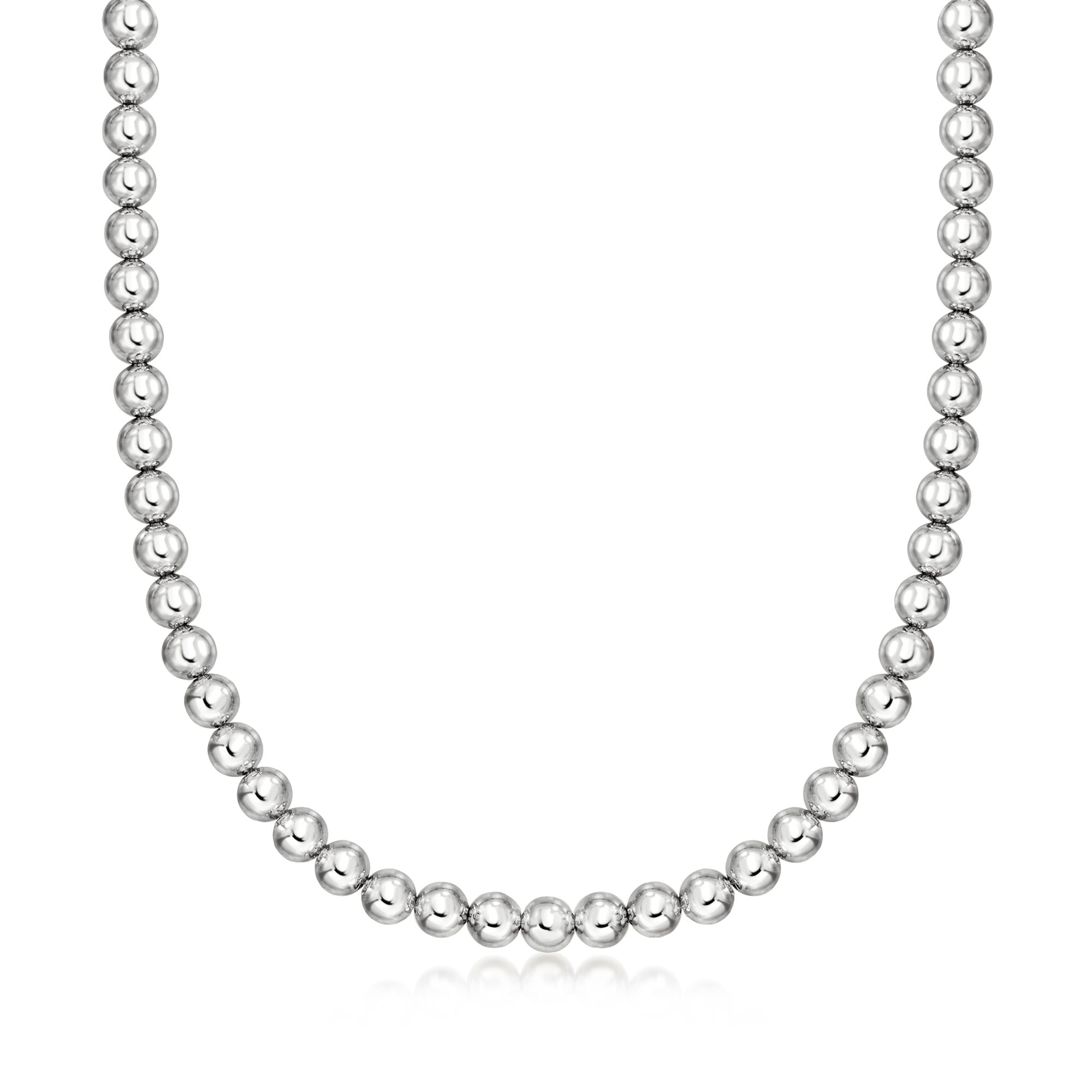 アクセサリー OX JEWELRY Italian Silver Beads Necklace Italian 8mm Sterling Silver Bead Necklace | Ross Simons