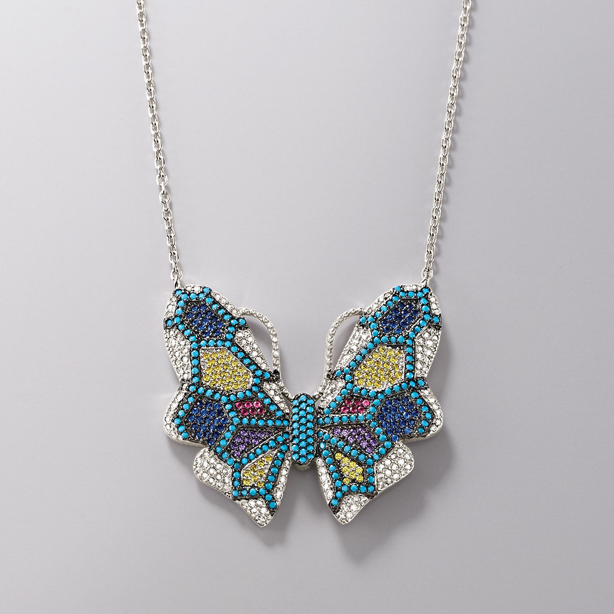 【未使用】reversal  butterfly MA-1 1.00 ct. t.w. Multicolored CZ and Multi-Stone Butterfly