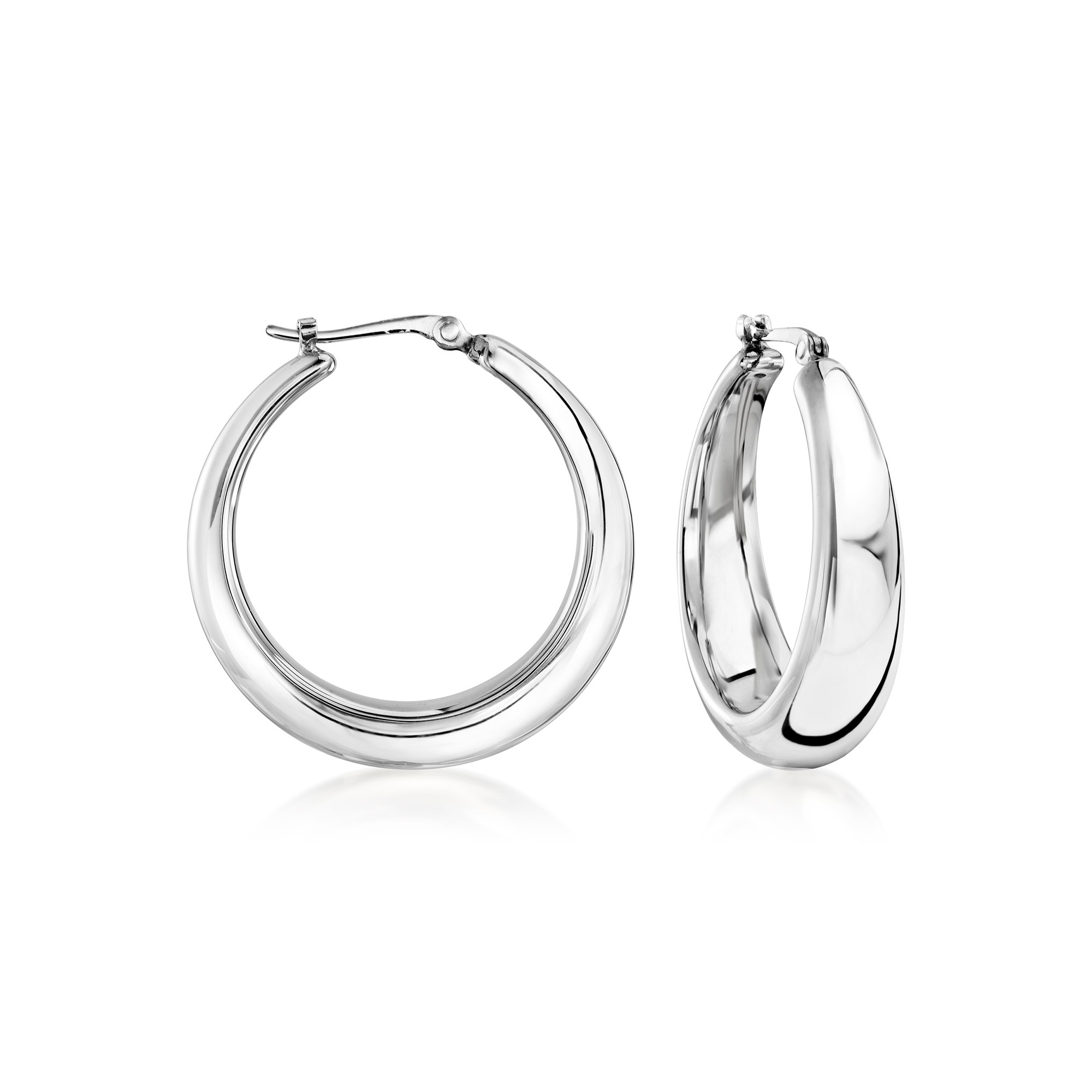 Sterling Silver Graduated Hoop Earrings. 1