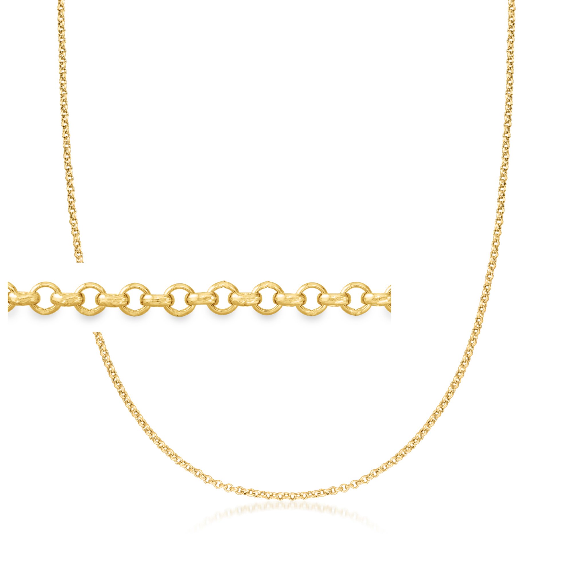 【12月スーパーSALE 15%OFF】 Yellow 14kt 2.5mm Gold Necklace Rolo-Link シルバー