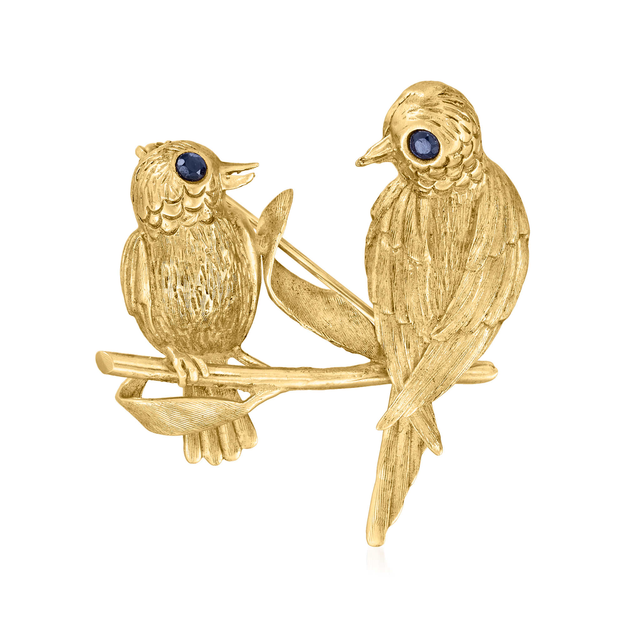C. 1970 Vintage 14kt Yellow Gold Birds on Branch Pin with