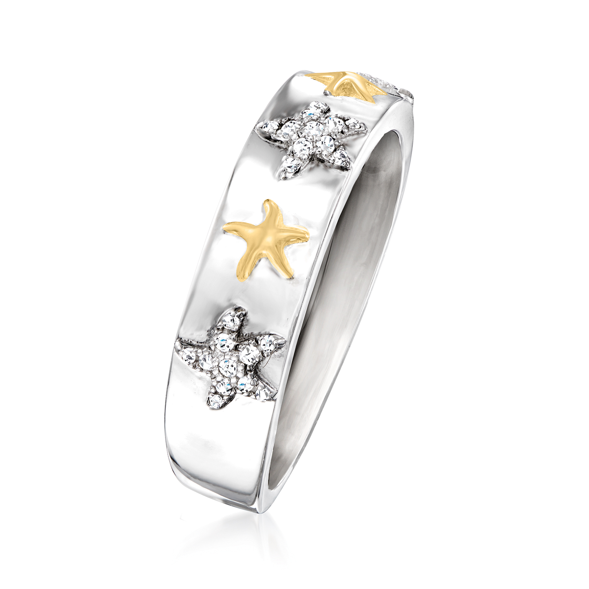 10 ct. t.w. Diamond Starfish Ring in Two-Tone Sterling Silver