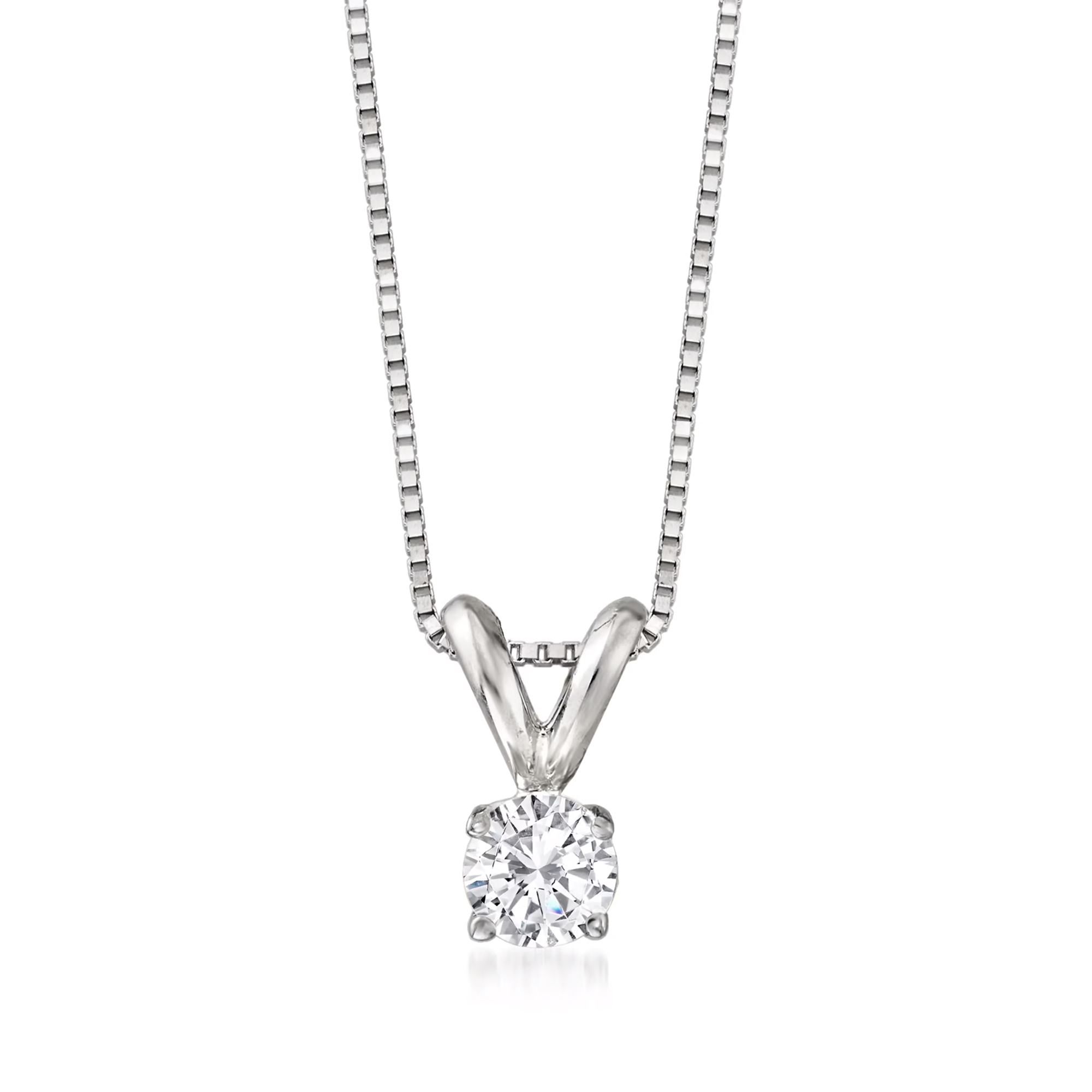 0.25 Carat Lab Grown Diamond Solitaire Pendant - Round White Diamond, 925 Sterling Silver Chain 18 Inch For Women