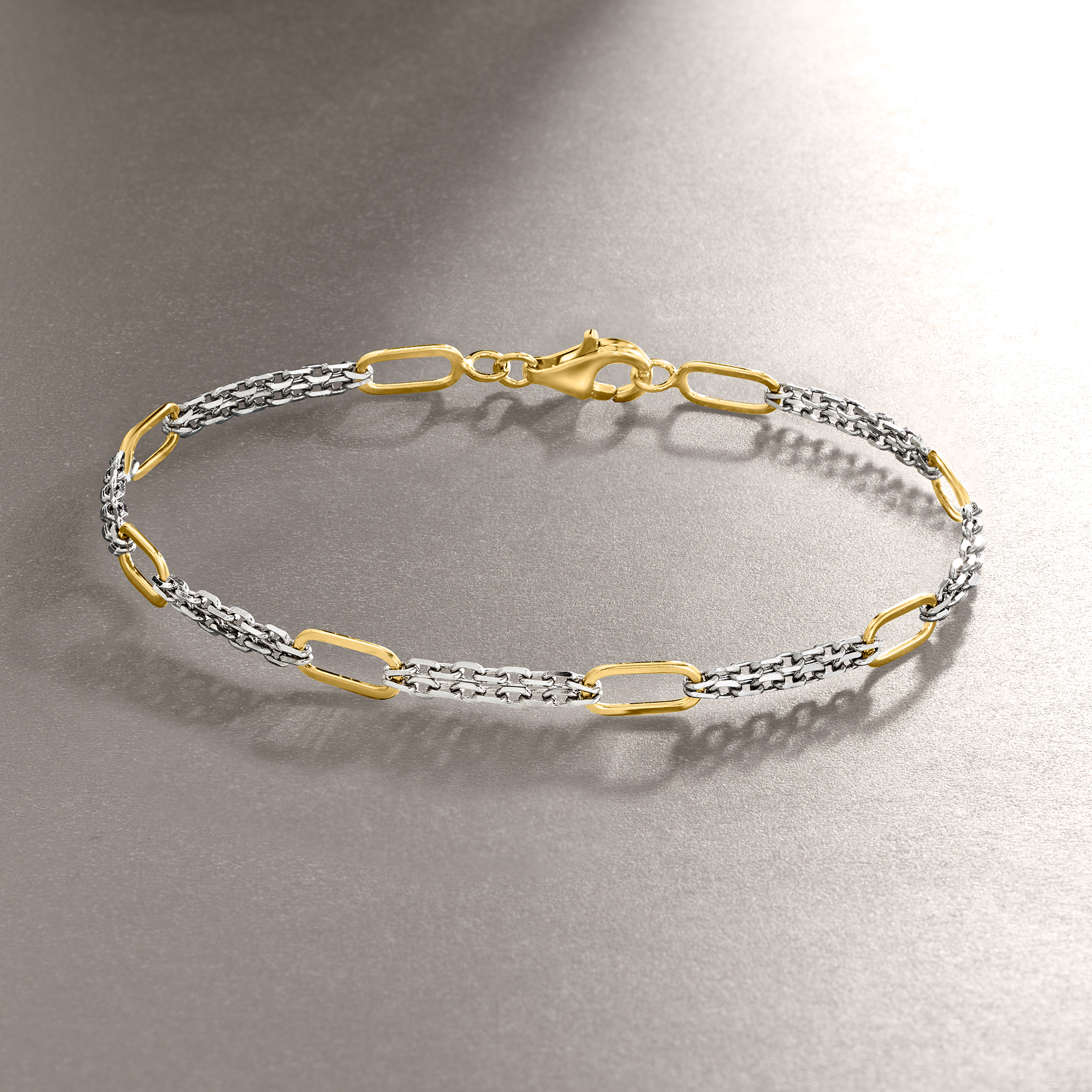 Sterling Silver and 18kt Gold Over Sterling Cable and Paper Clip
