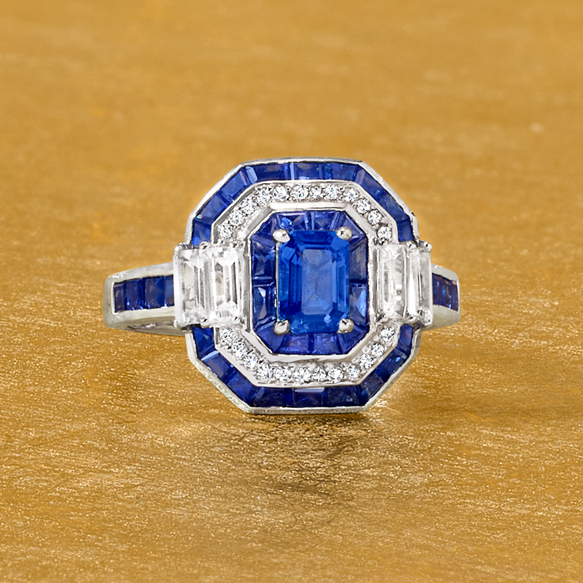 4.80 ct. t.w. Sapphire Ring with Diamonds in 14kt White Gold