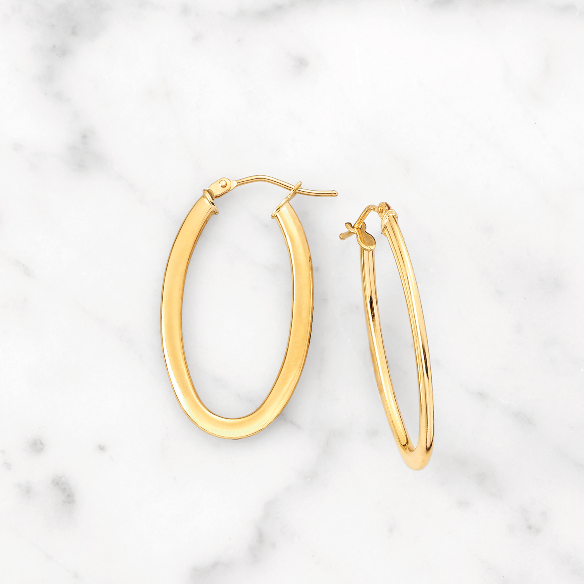 Italian 14kt Yellow Gold Oval Hoop Earrings. 1 1/8