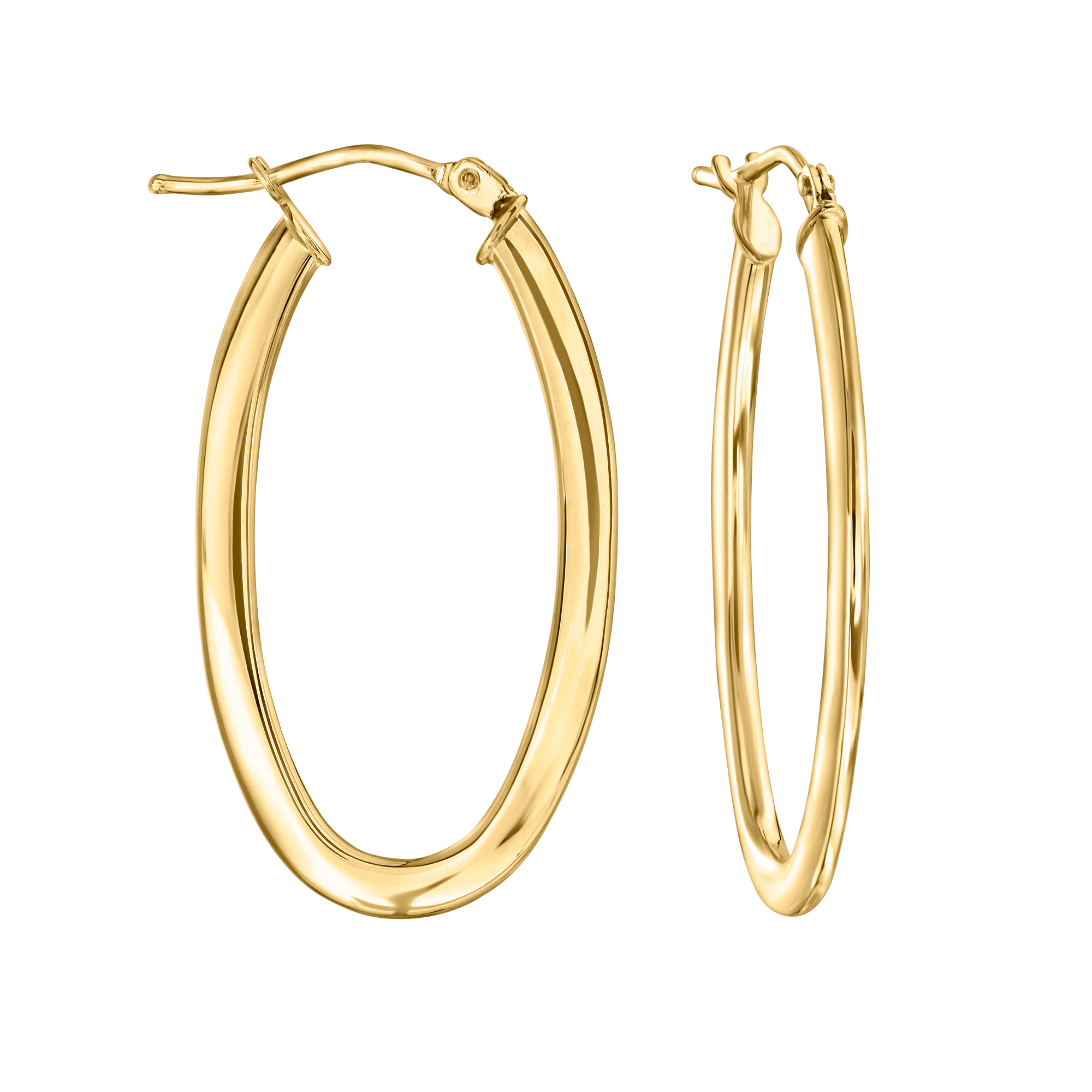 Italian 14kt Yellow Gold Oval Hoop Earrings. 1 1/8