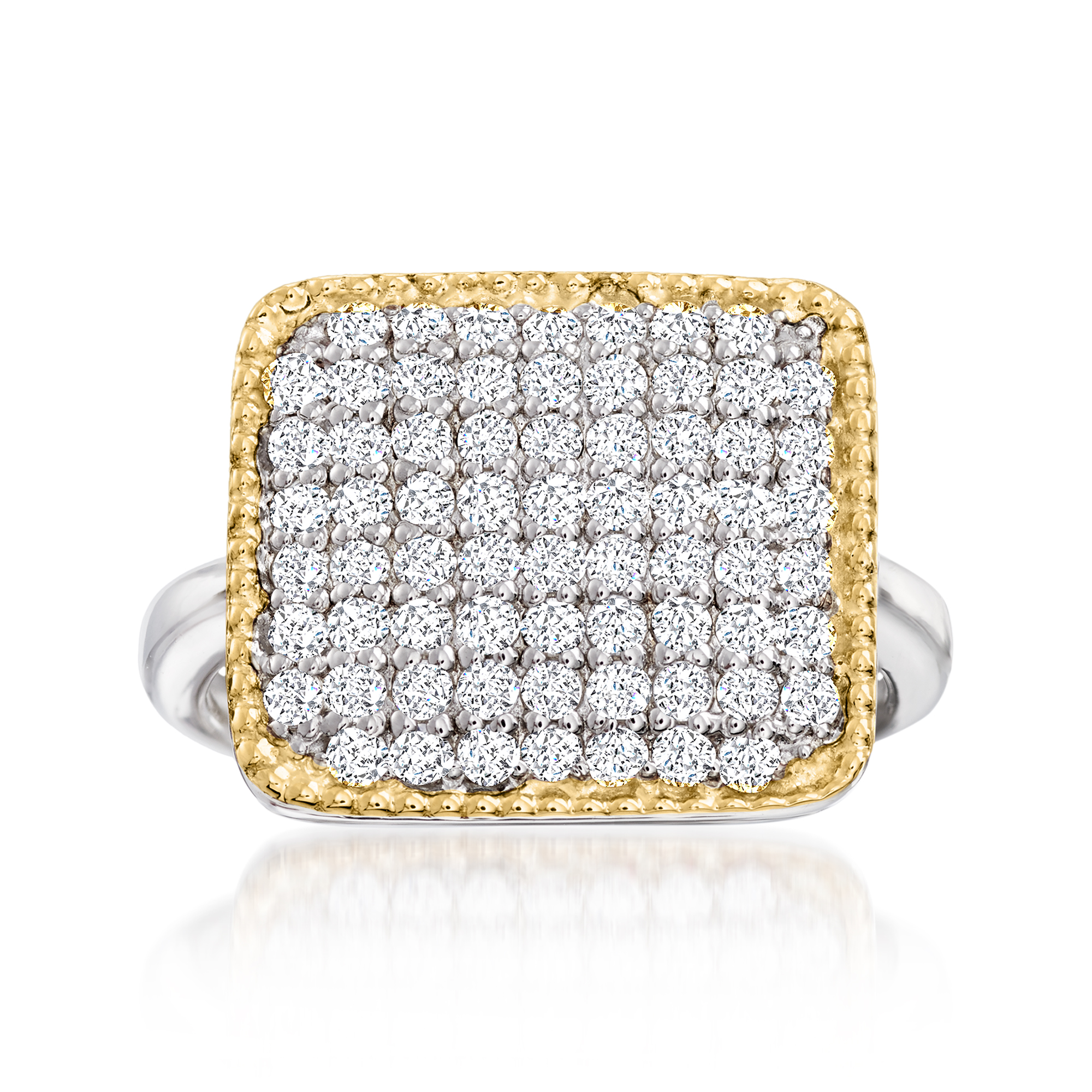 1.00 ct. t.w. CZ Square-Top Ring in Sterling Silver and 14kt