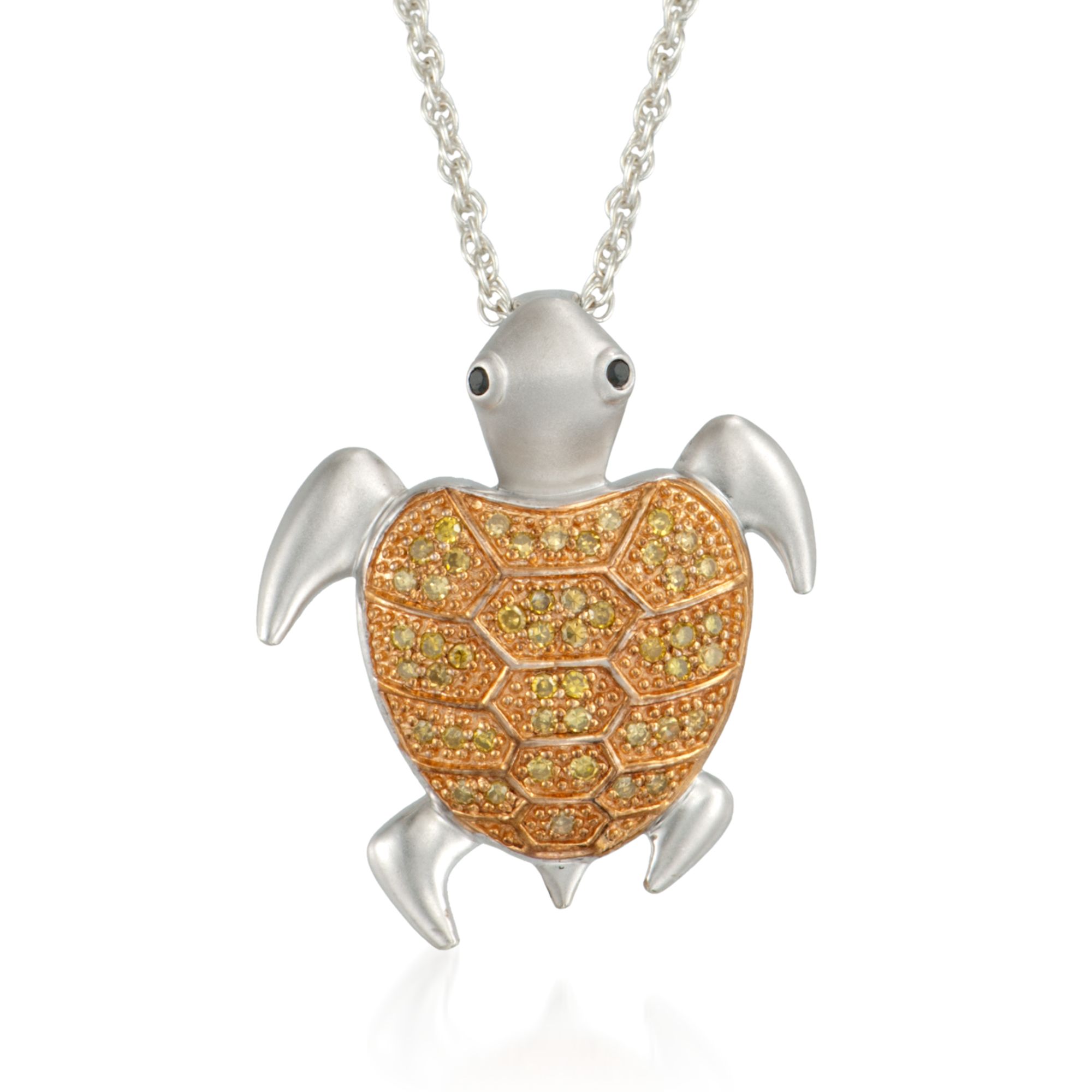 24 ct. t.w. Yellow Diamond Turtle Pendant Necklace in