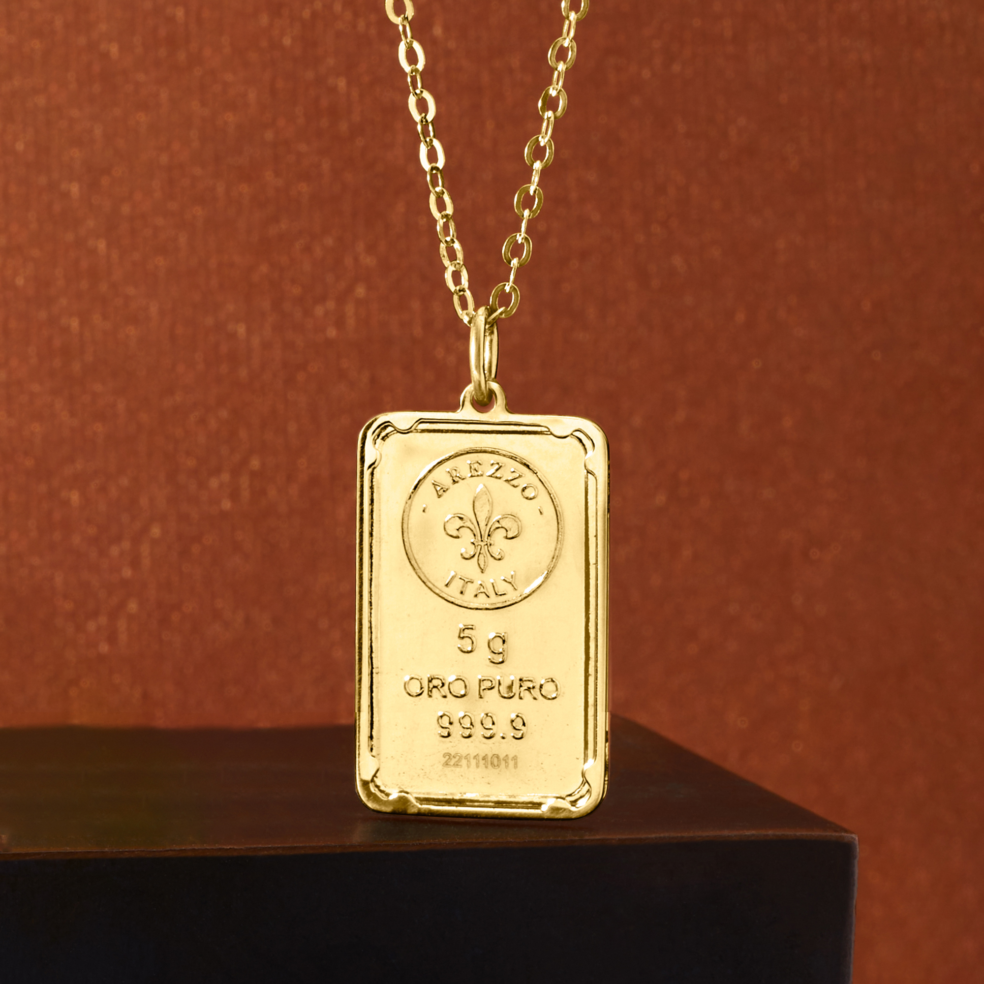 Italian 24kt Yellow Gold Fleur-De-Lis Five-Gram Ingot