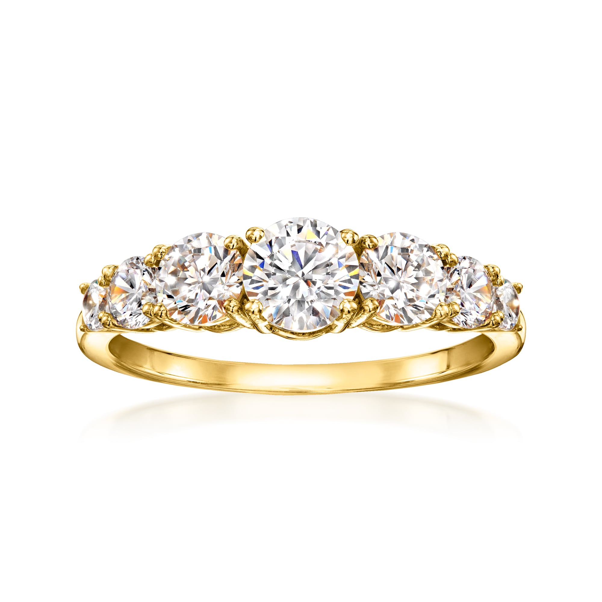 4.00 ct. t.w. CZ Jewelry Set: Two Rings in 18kt Gold Over Sterling