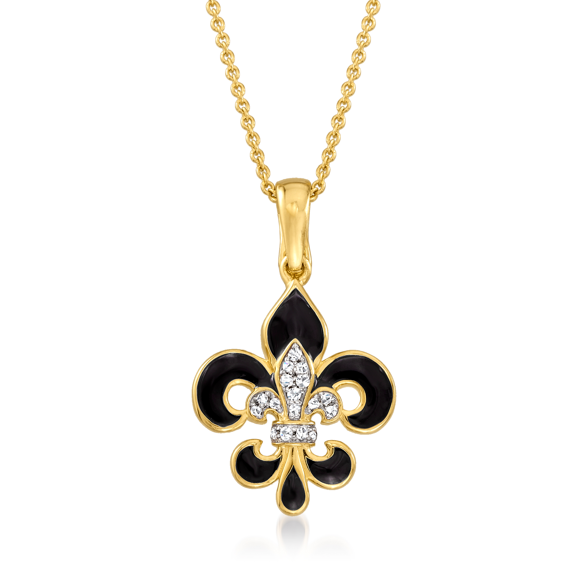 Fleur-De-Lis Pendant in Sterling Silver with CZ Accents Fleur-De-Lis Pendant in Sterling Silver with CZ Accents