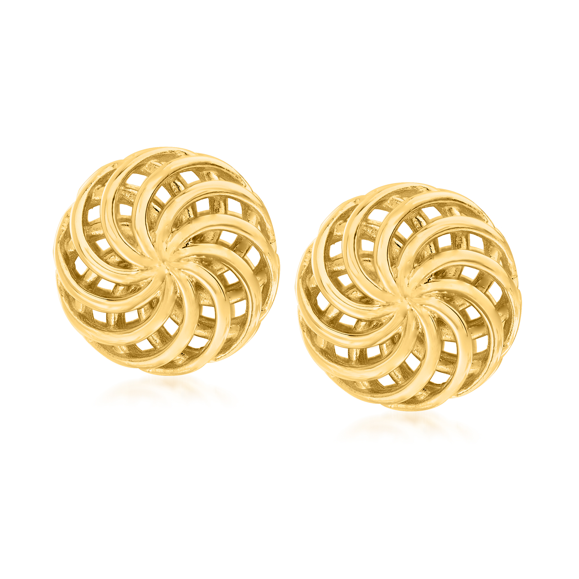 Italian 18kt Gold Over Sterling Openwork Swirl Stud Earrings 