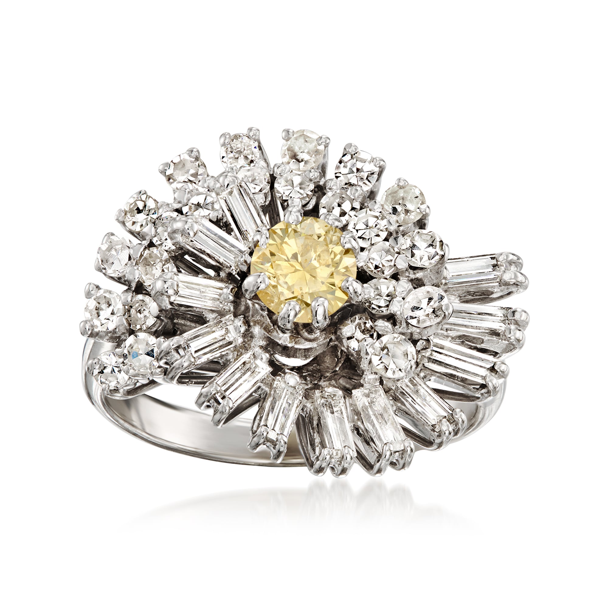 C. 1990 Vintage 1.05 ct. t.w. Diamond Multi-Row Flower Ring in