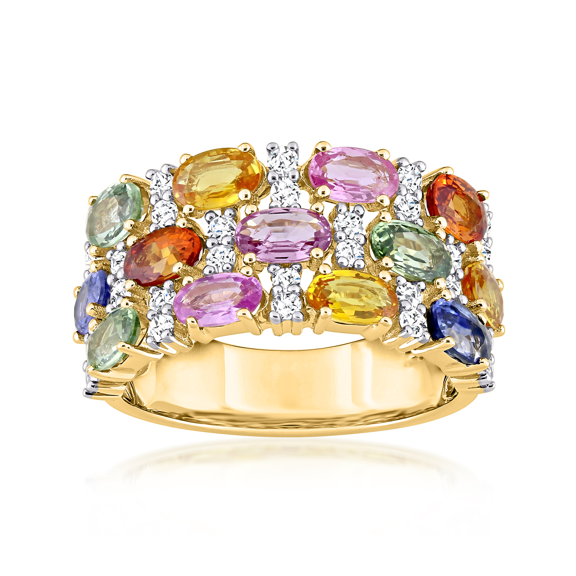 4.80 ct. t.w. Multicolored Sapphire Ring in 14kt Yellow Gold