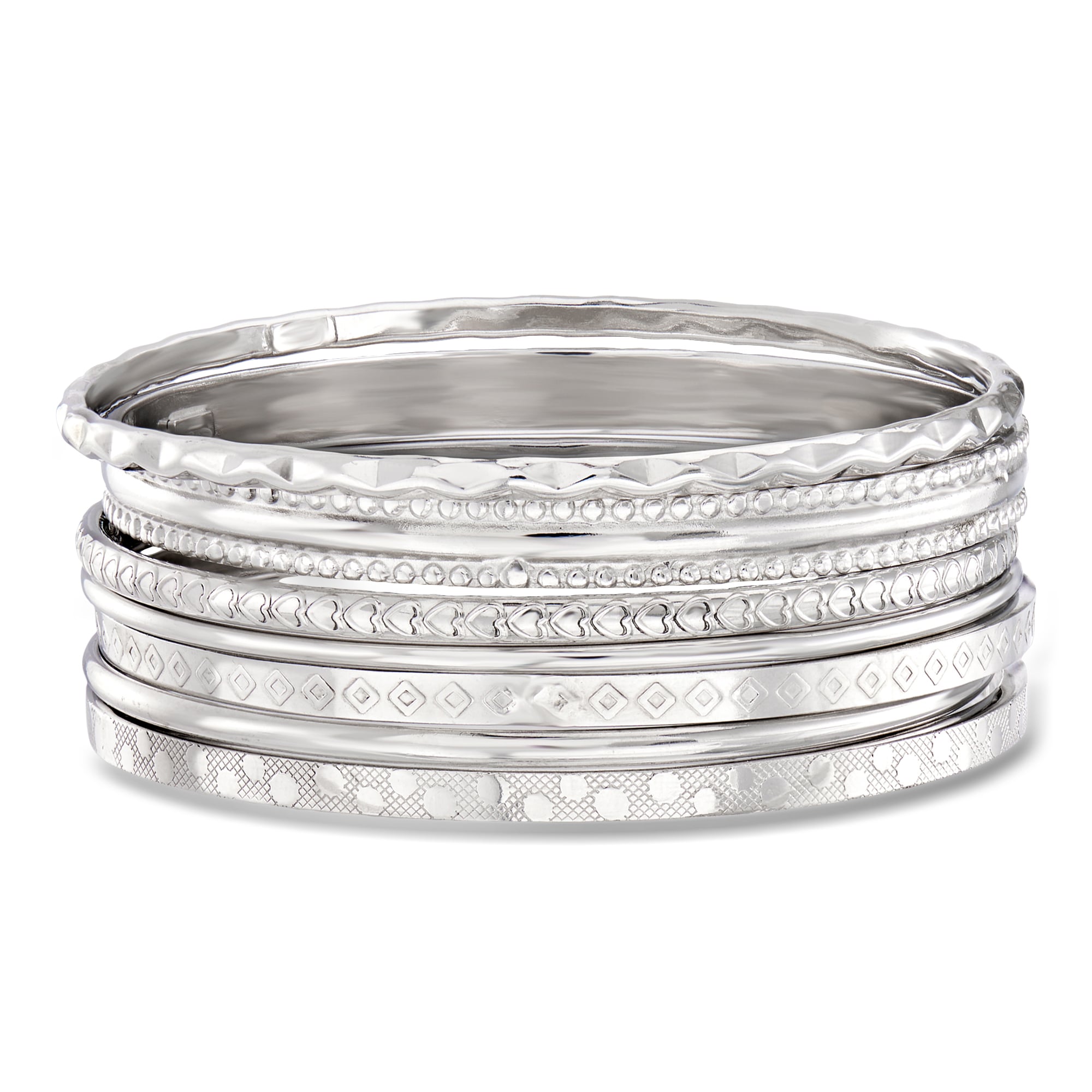 Italian Sterling Silver Jewelry Set: Seven Assorted Textured