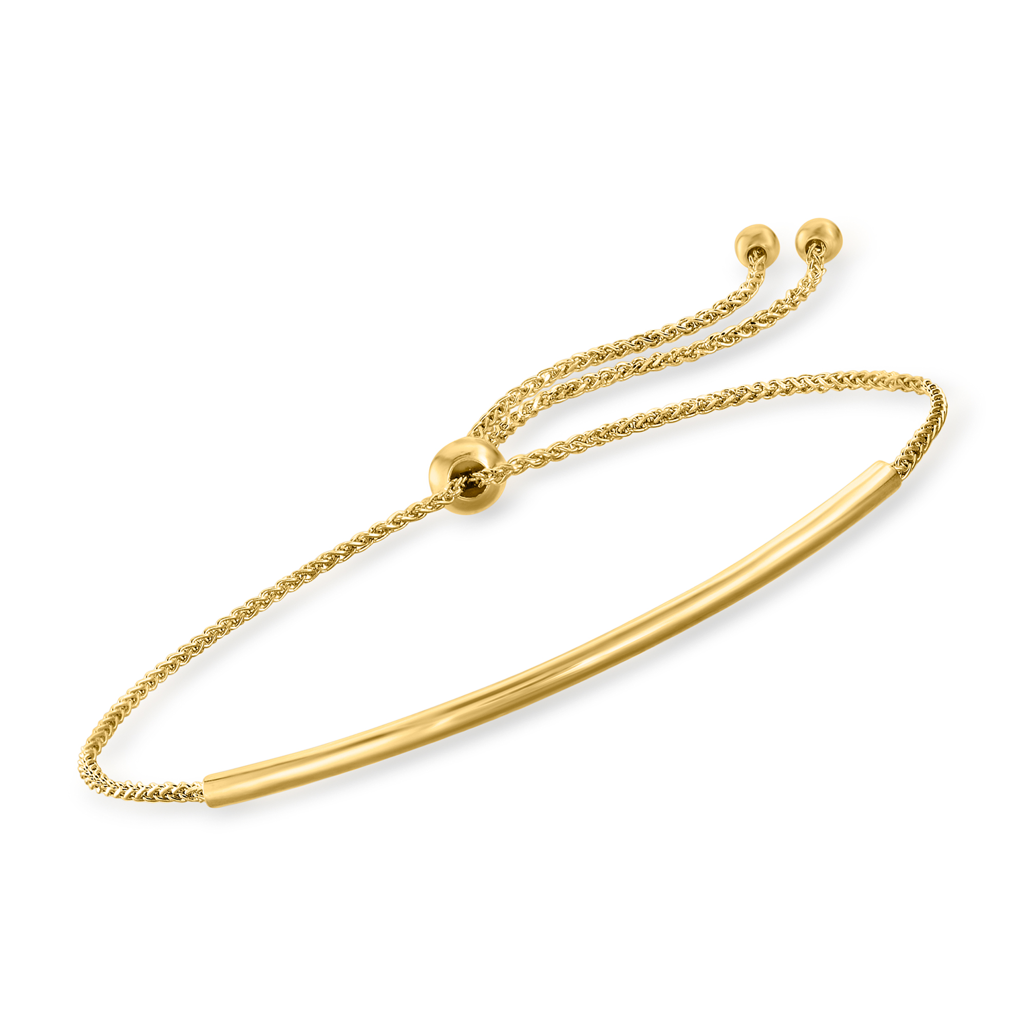 14kt Yellow Gold Round Bar Bolo Bracelet Ross Simons