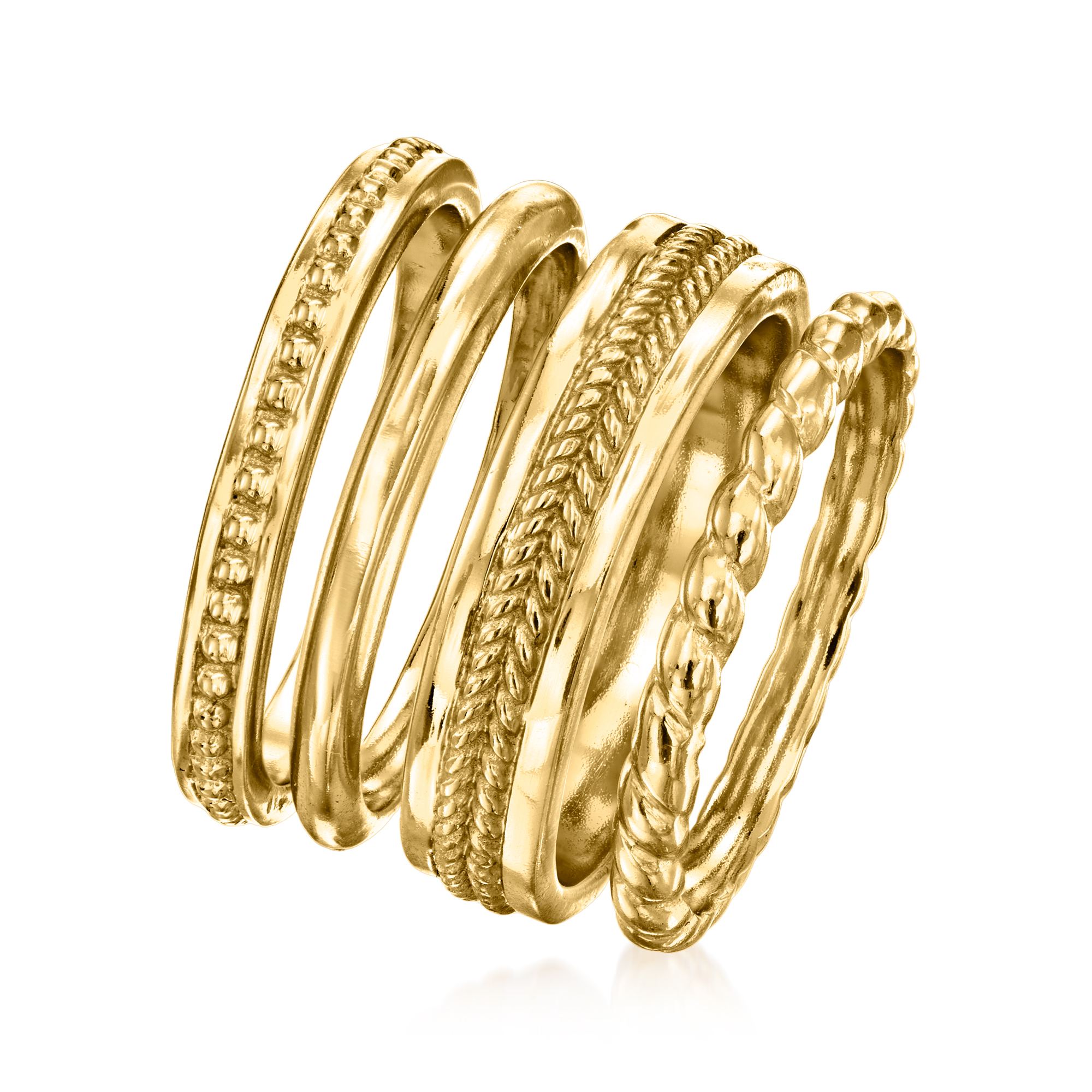18kt Gold Over Sterling Jewelry Set Four Stackable Rings