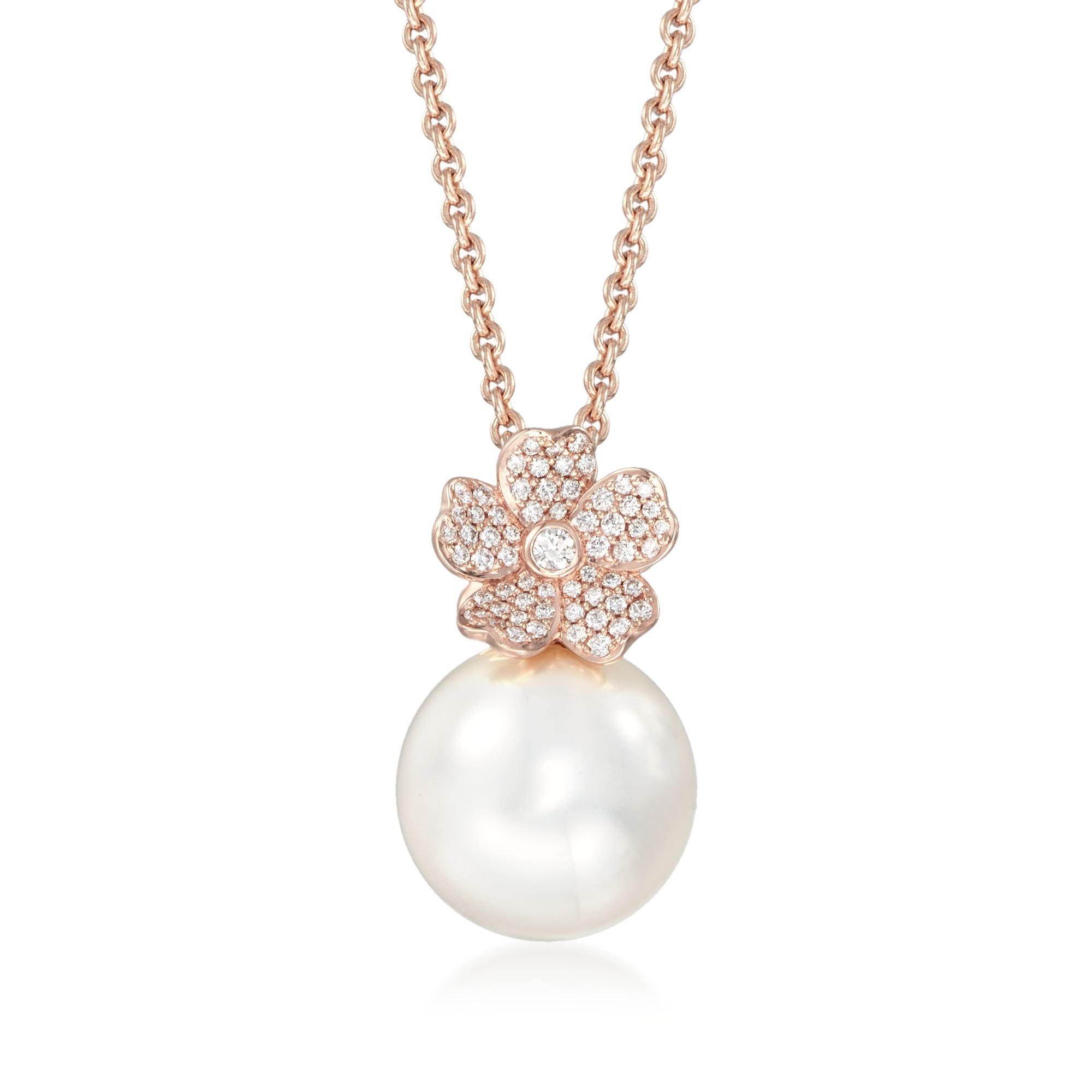 ★PEARLY MORE★ Rose Blossom Necklace Birth Flower Jewelry] April - Cherry Blossoms Horizontal