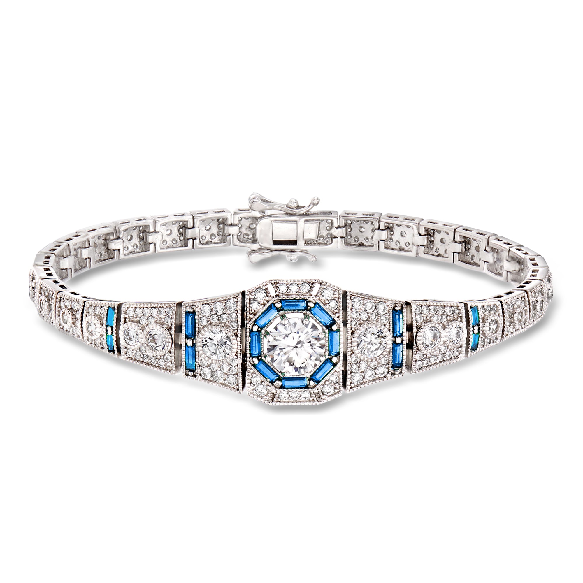 9.25 ct. t.w. Simulated Pink Sapphire Tennis Bracelet in Sterling