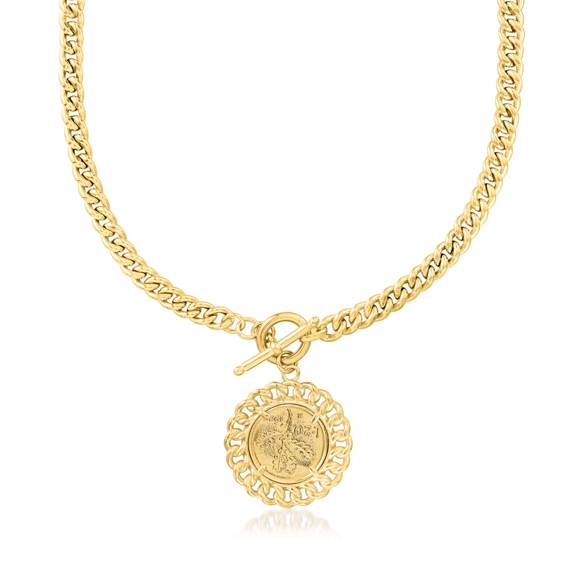 最新 Italian 18kt Gold Over Sterling Curb-Link Toggle Necklace アクセサリー