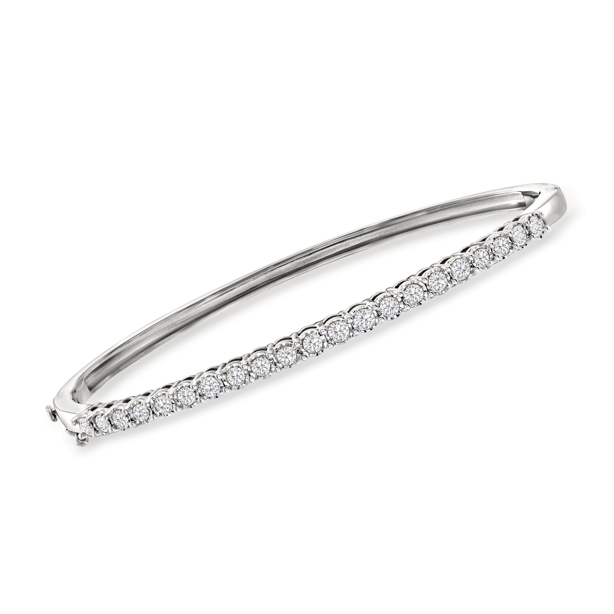 1.00 ct. t.w. Diamond Bangle Bracelet in Sterling Silver | Ross-Simons