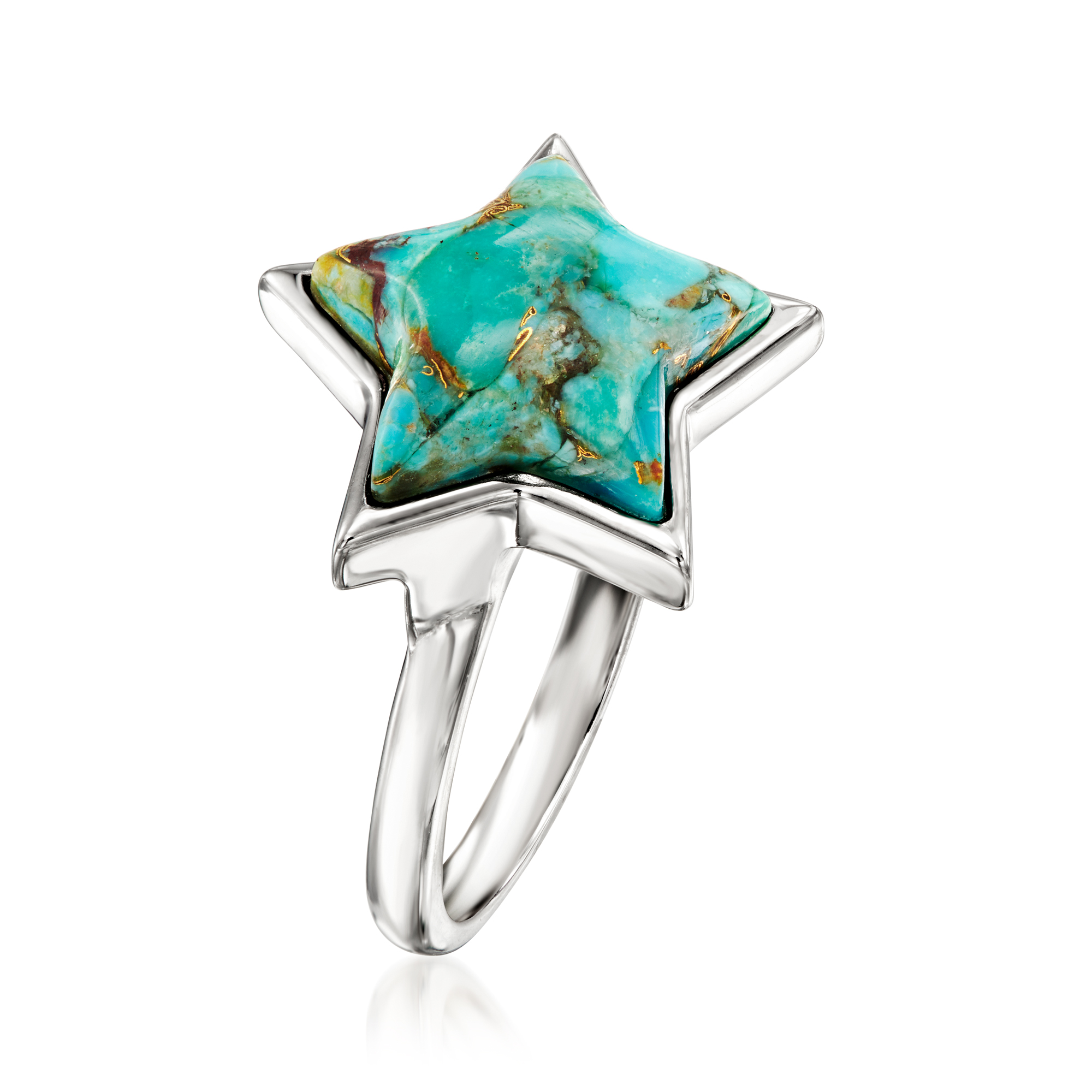 【STAR JEWELRY】K10 リング ARQUISE TURQUOISE Turquoise Star Ring in Sterling Silver. Size 6 | Ross Simons