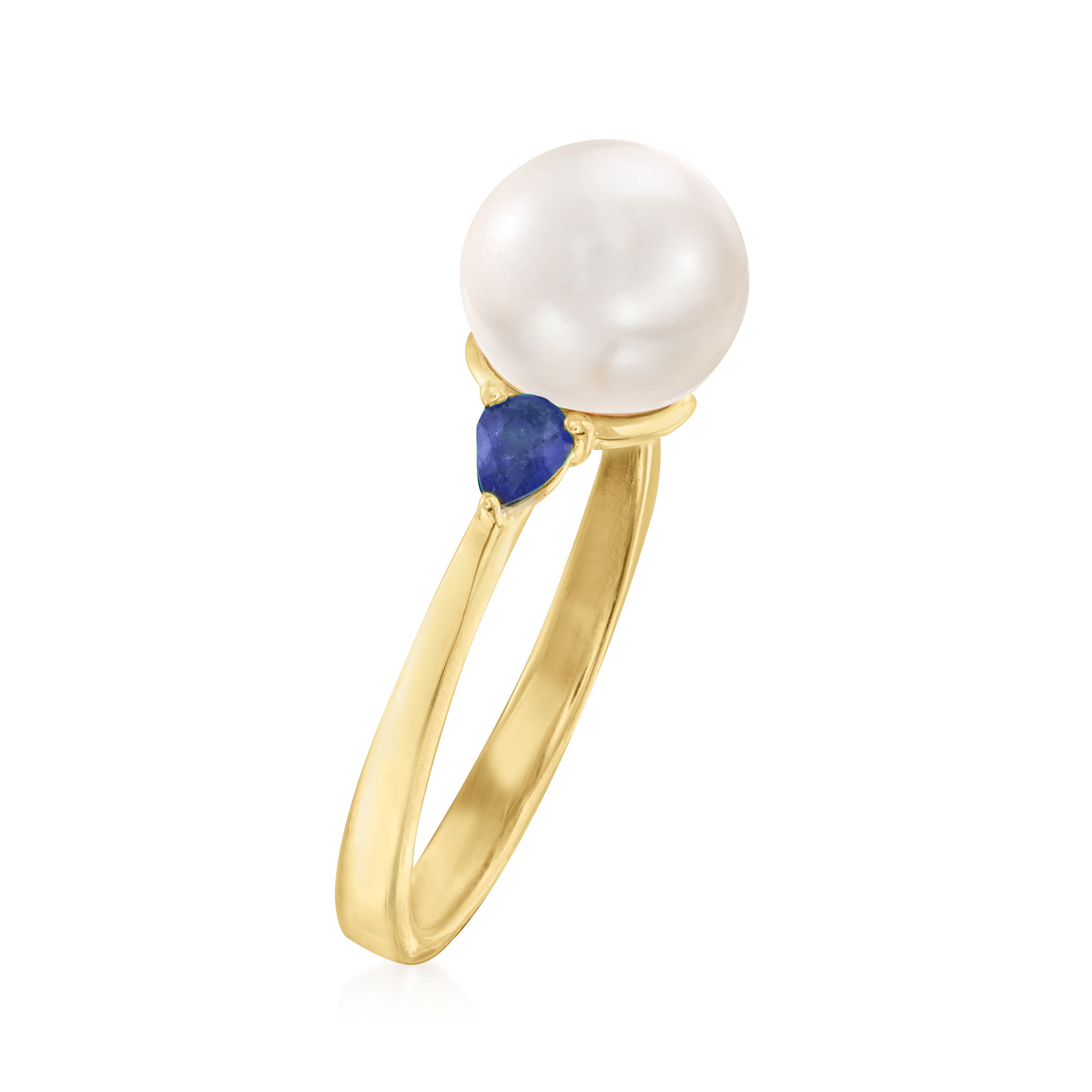 8mm Cultured Pearl and .30 ct. t.w. Sapphire Ring in 18kt