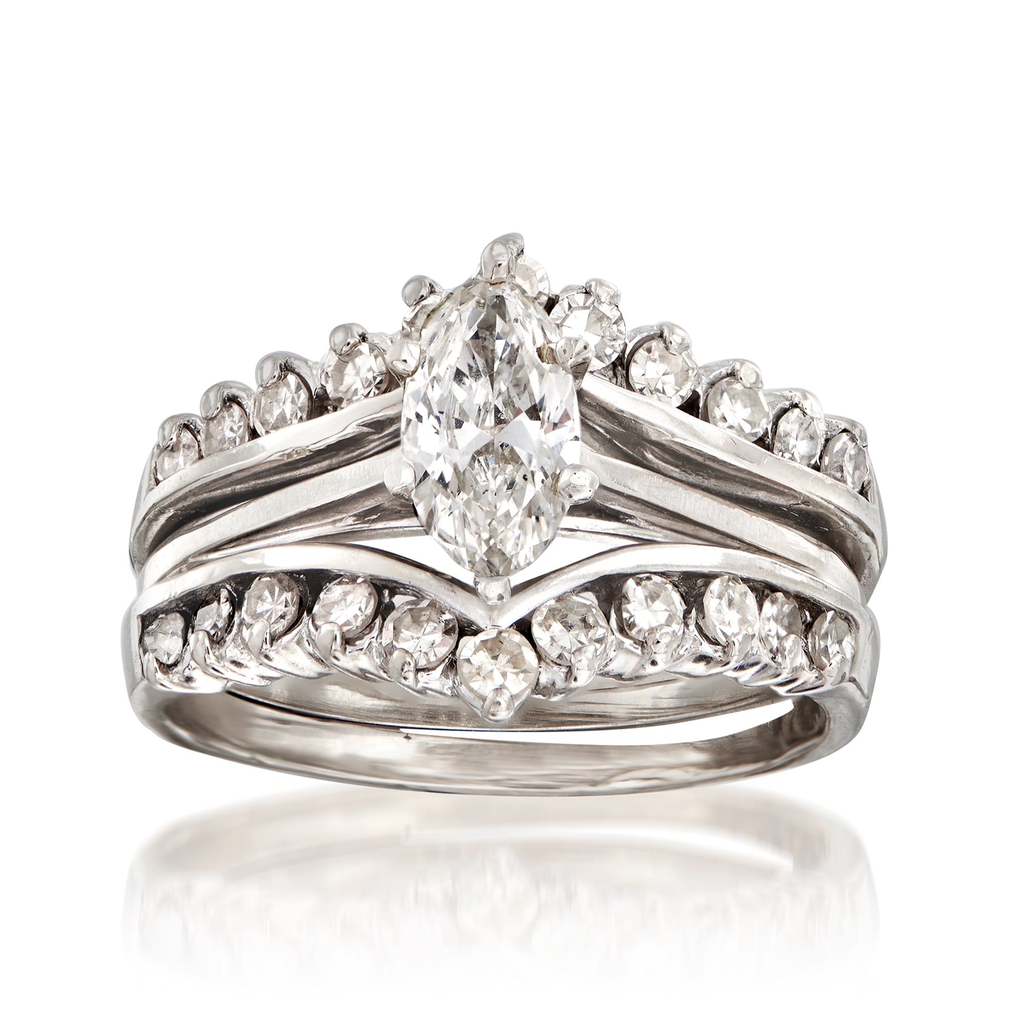 〚DIAMOND WEDDING〛No.36／Limited Edition80 C. 1980 Vintage 1.60 ct. t.w. Diamond Bridal Set: Engagement and