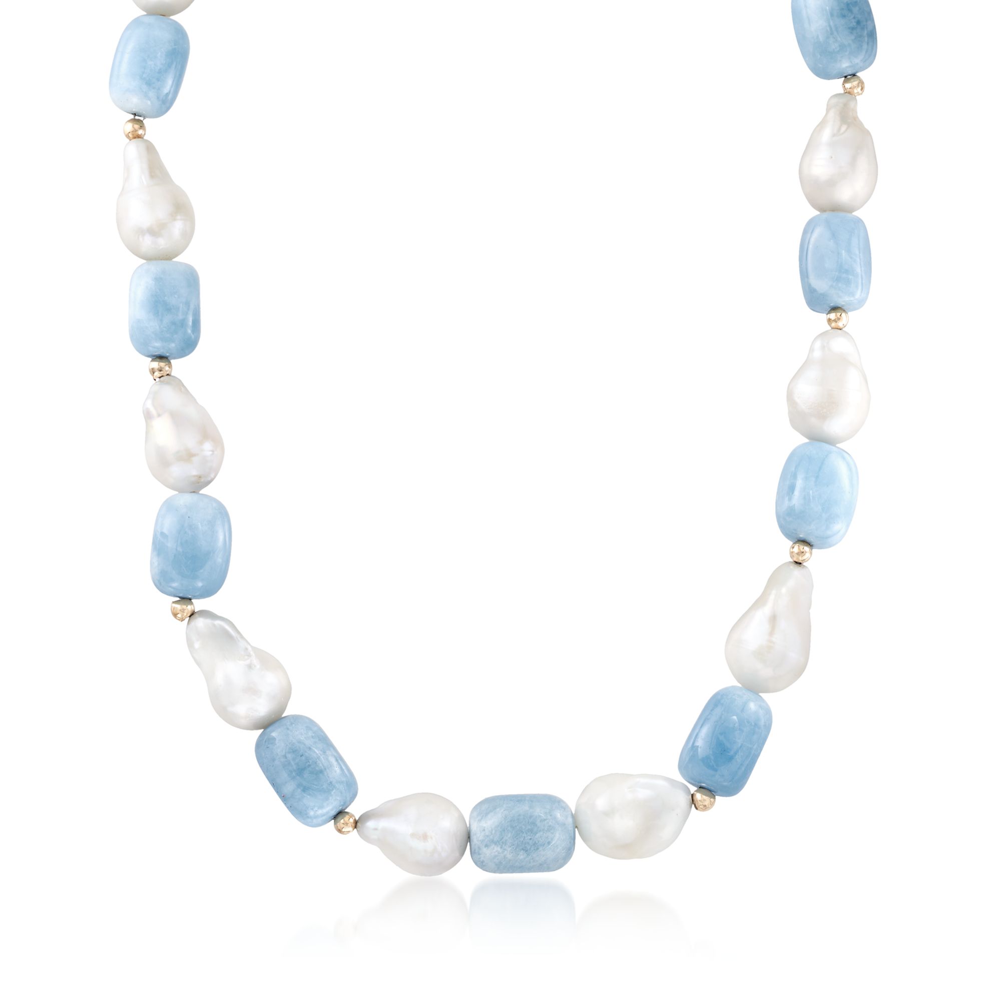 12-15mm Cultured Pearl and 240.00 ct. t.w. Aquamarine Necklace in ...