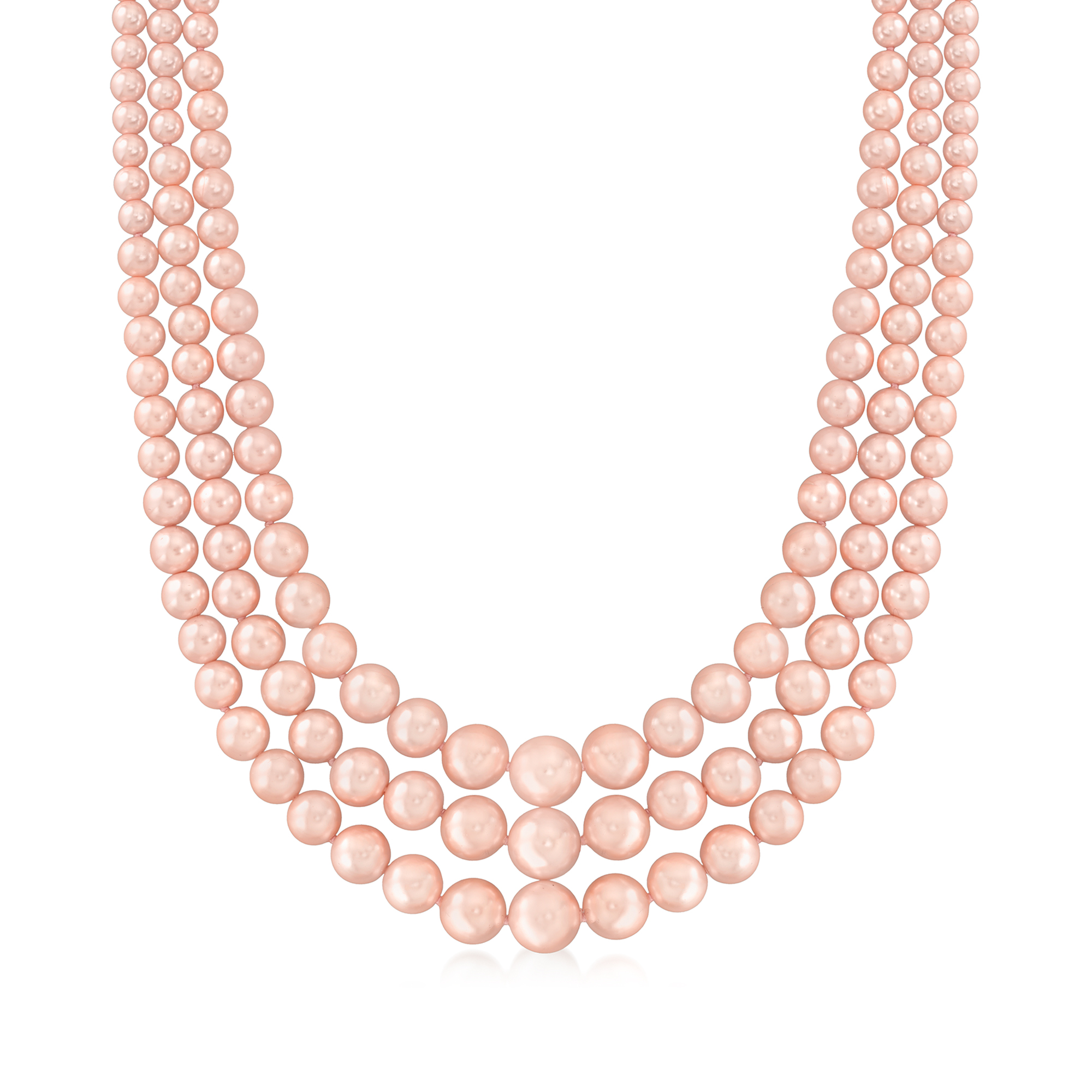 Ross-Simons - 12mm Pastel Pink Opal Bead Necklace with Sterling Silver. 20