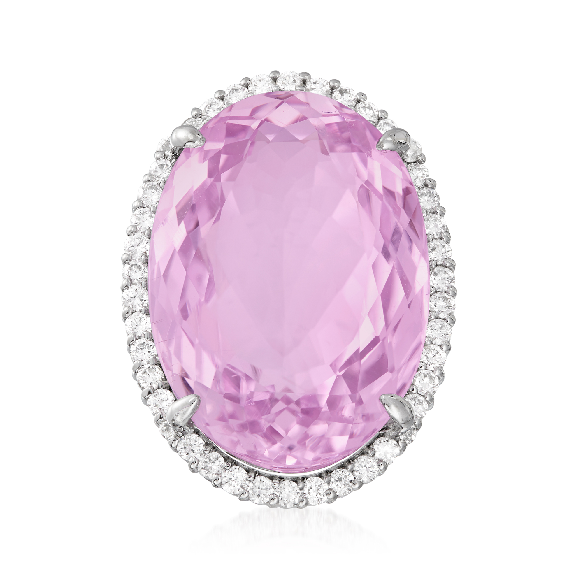 C. 2000 Vintage 30.37 Carat Kunzite Ring with .83 ct. t.w.