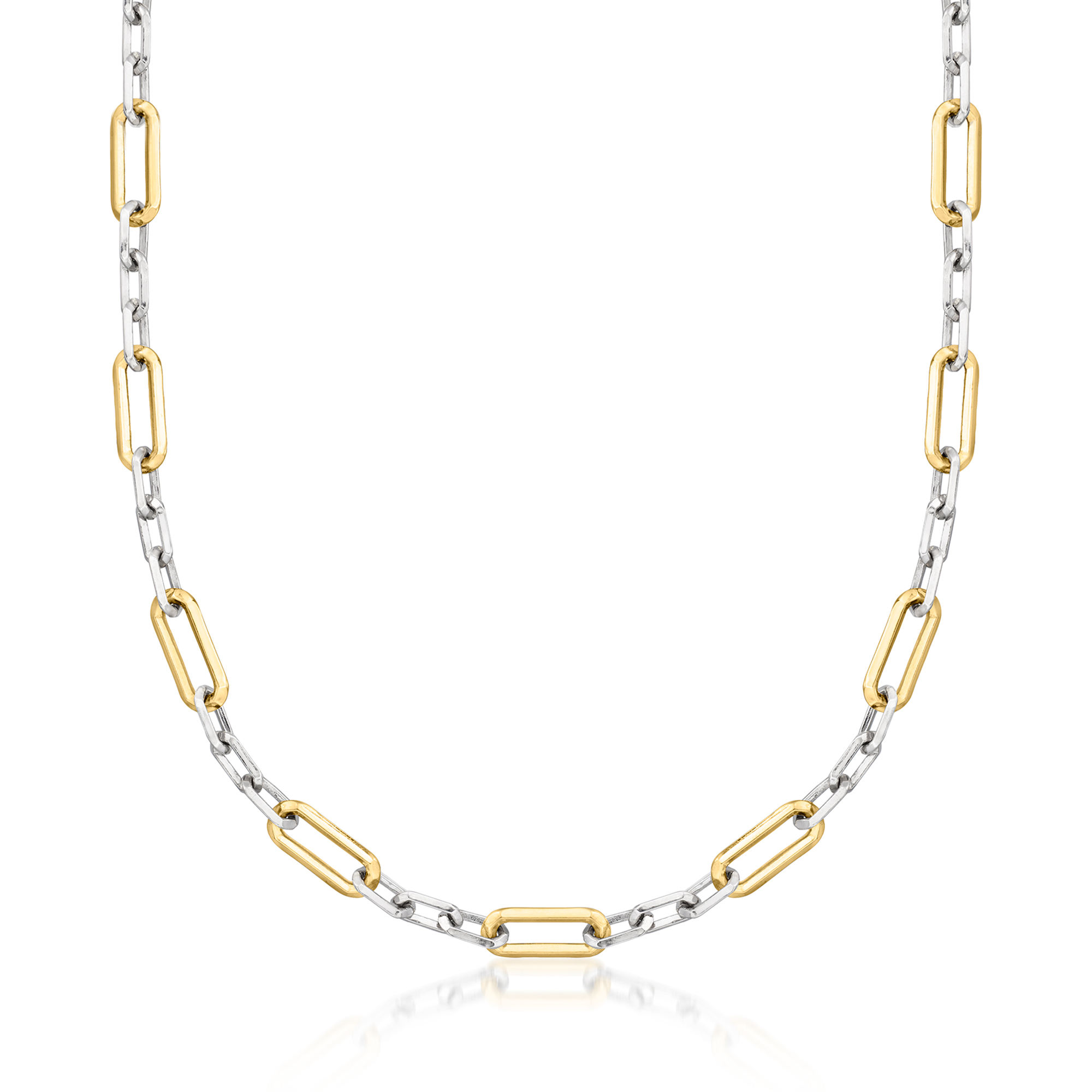 Sterling Silver and 18kt Gold Over Sterling Paper Clip Link