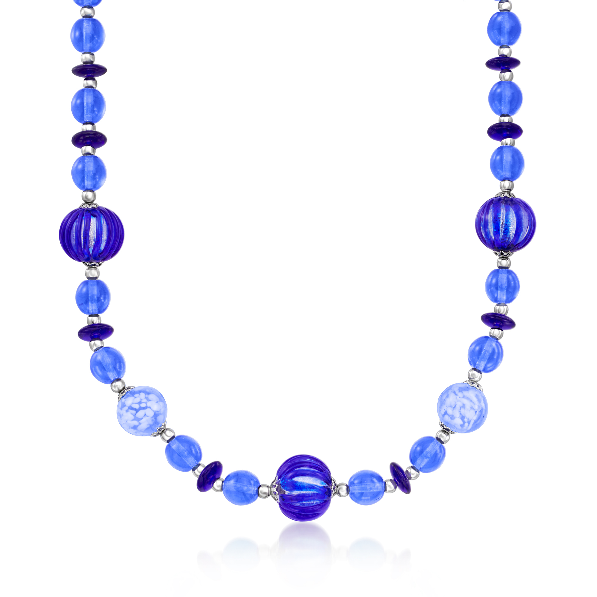 Italian Murano Glass Bead Necklace in Sterling Silver | Ross-Simons