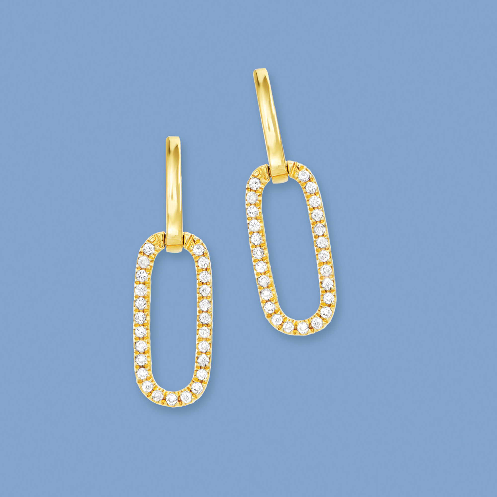 .15 ct. t.w. Diamond Paper Clip Link Drop Earrings in 14kt Yellow Gold