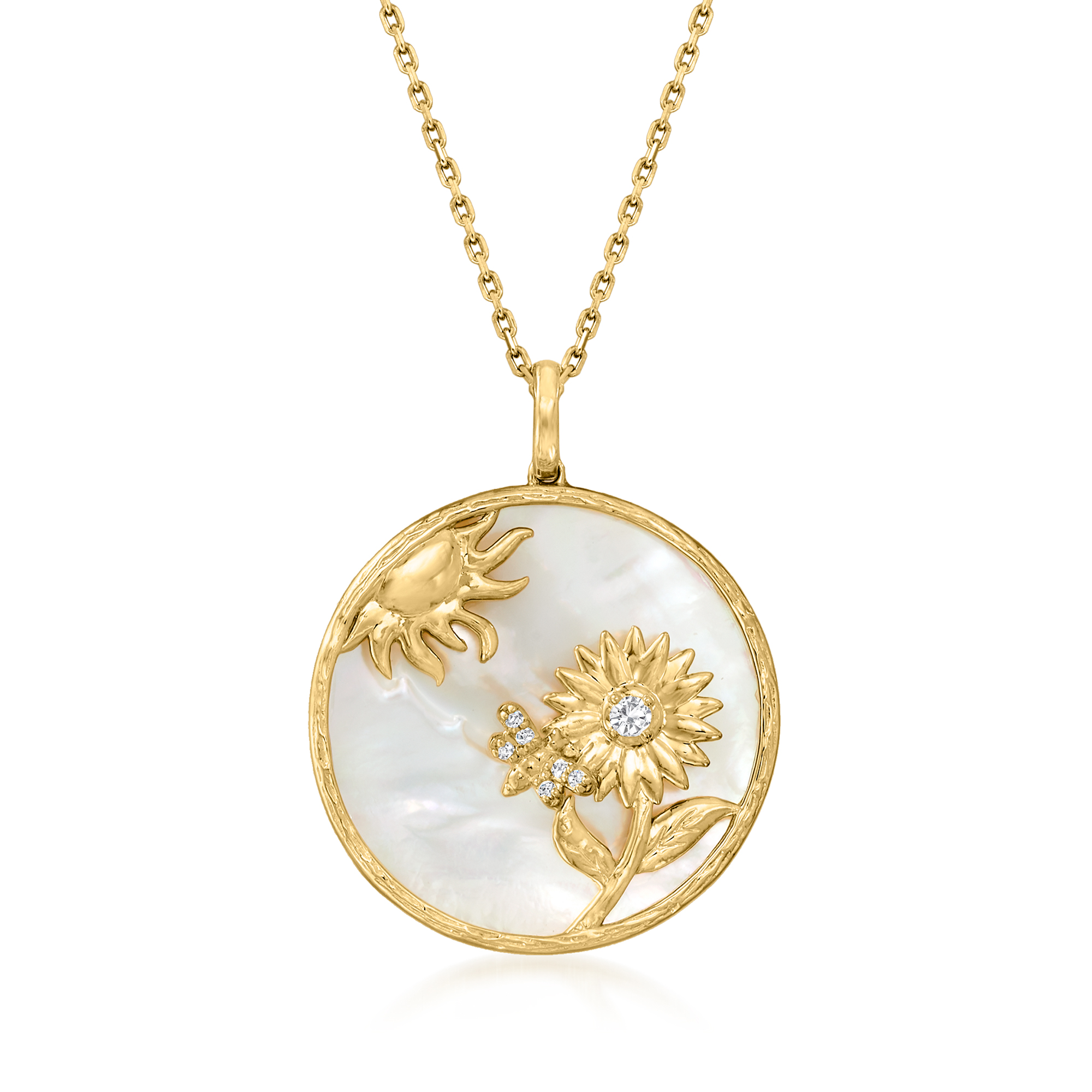 24ss Manon & FANTASTICDAYS 3点 Mother-Of-Pearl and .10 ct. t.w. White Topaz Flower and Sun