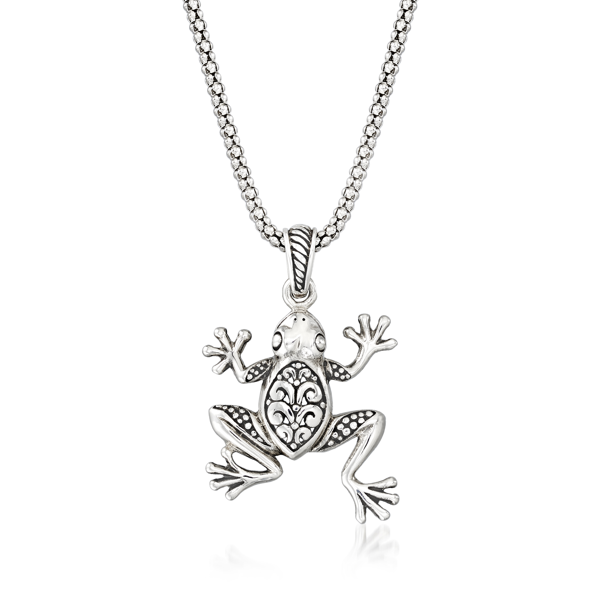 Amethyst Frog Pendant NecklaceSemi Precious Stone JewelrySilver Pendant 