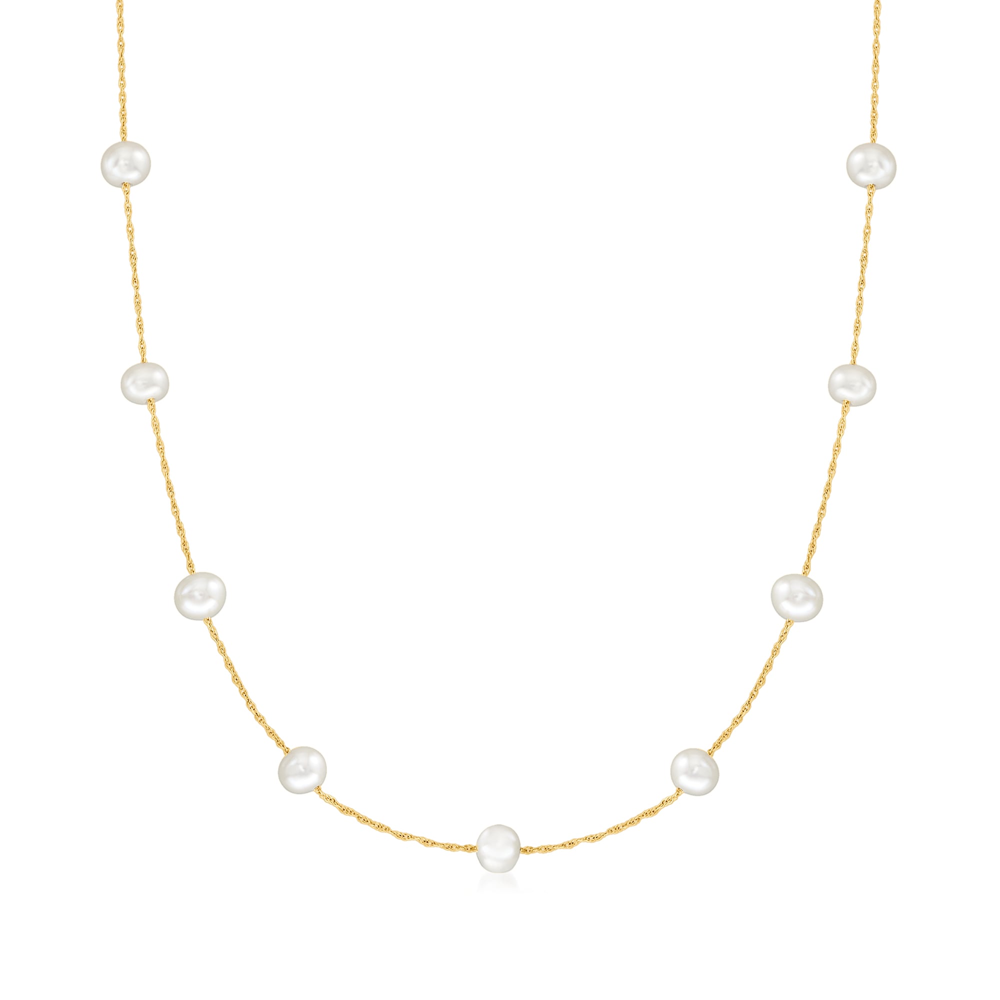 5-5.5mm Cultured Pearl Station Necklace in 14kt Yellow Gold | Ross
