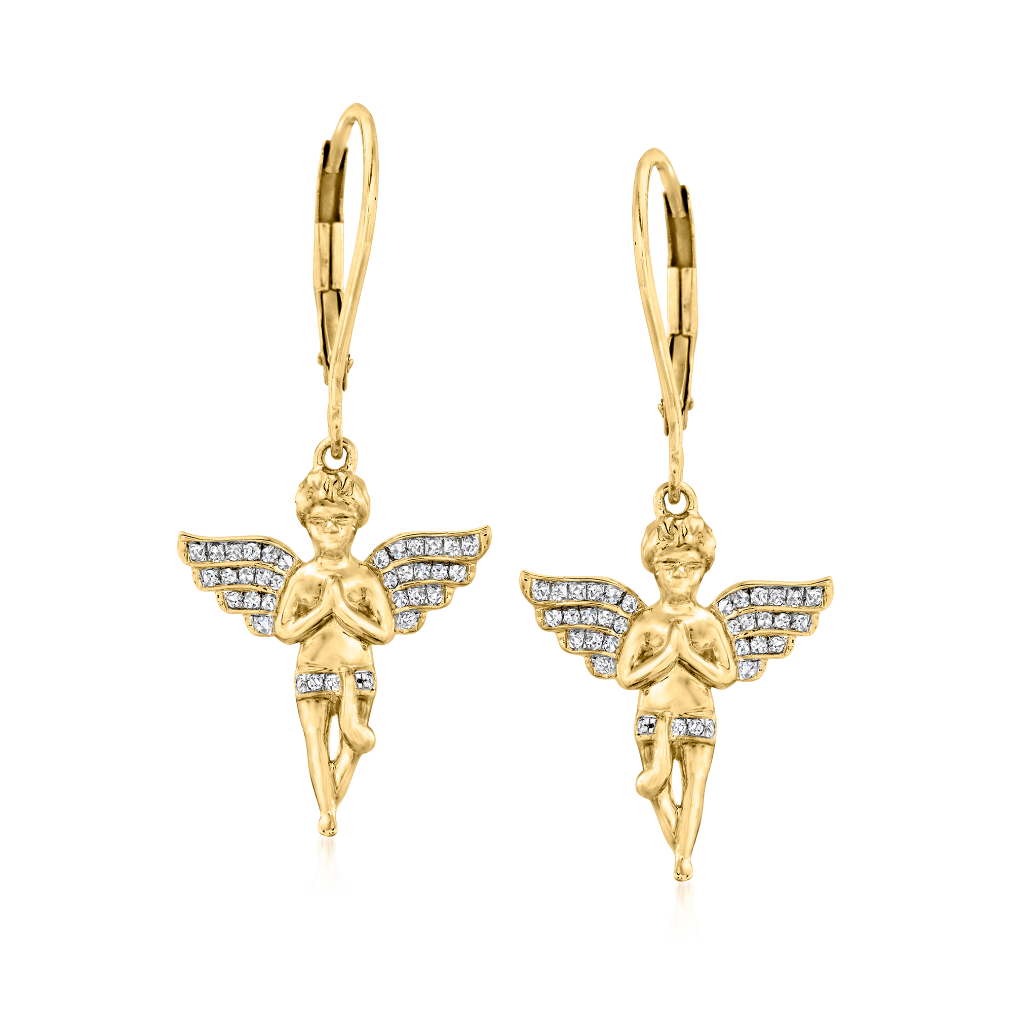 Diamond-Accented Angel Earrings in 18kt Gold Over Sterling | Ross 