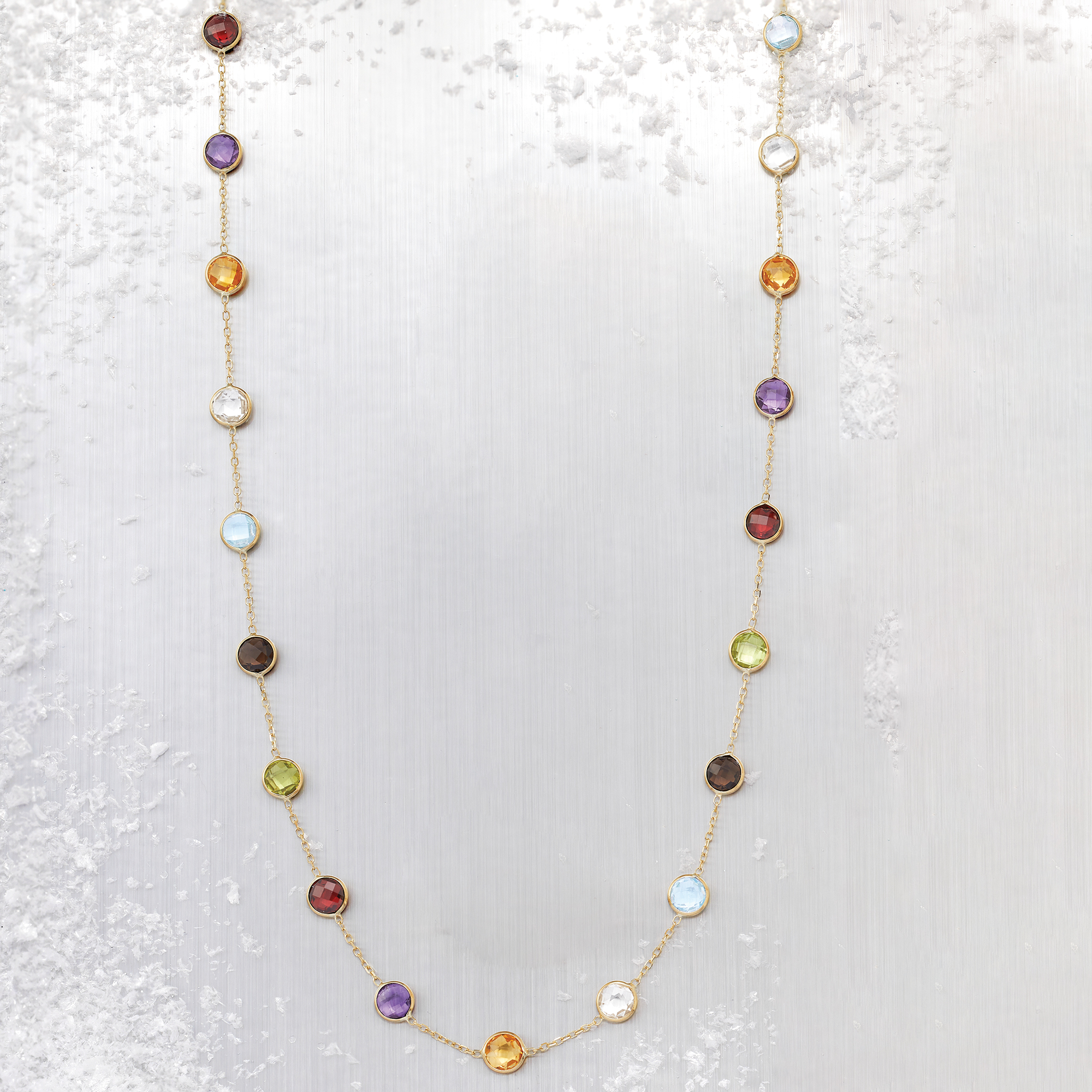 13.80 ct. t.w. Bezel-Set Multi-Gemstone Station Necklace in