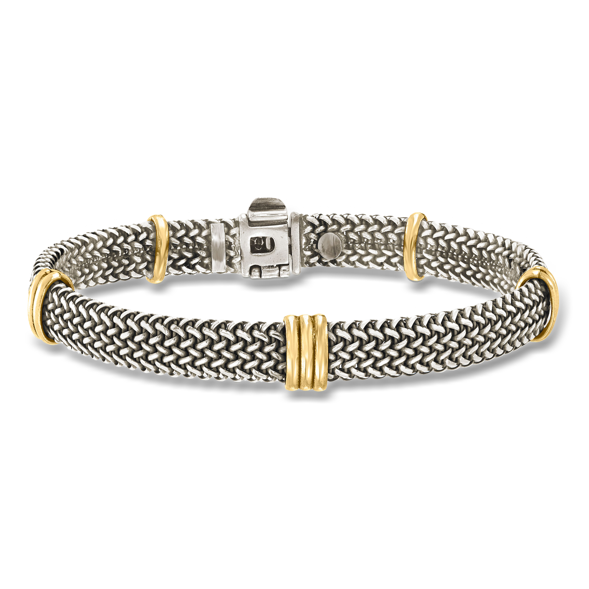 Italian Sterling Silver and 18kt Bonded Gold Woven Bracelet | Ross