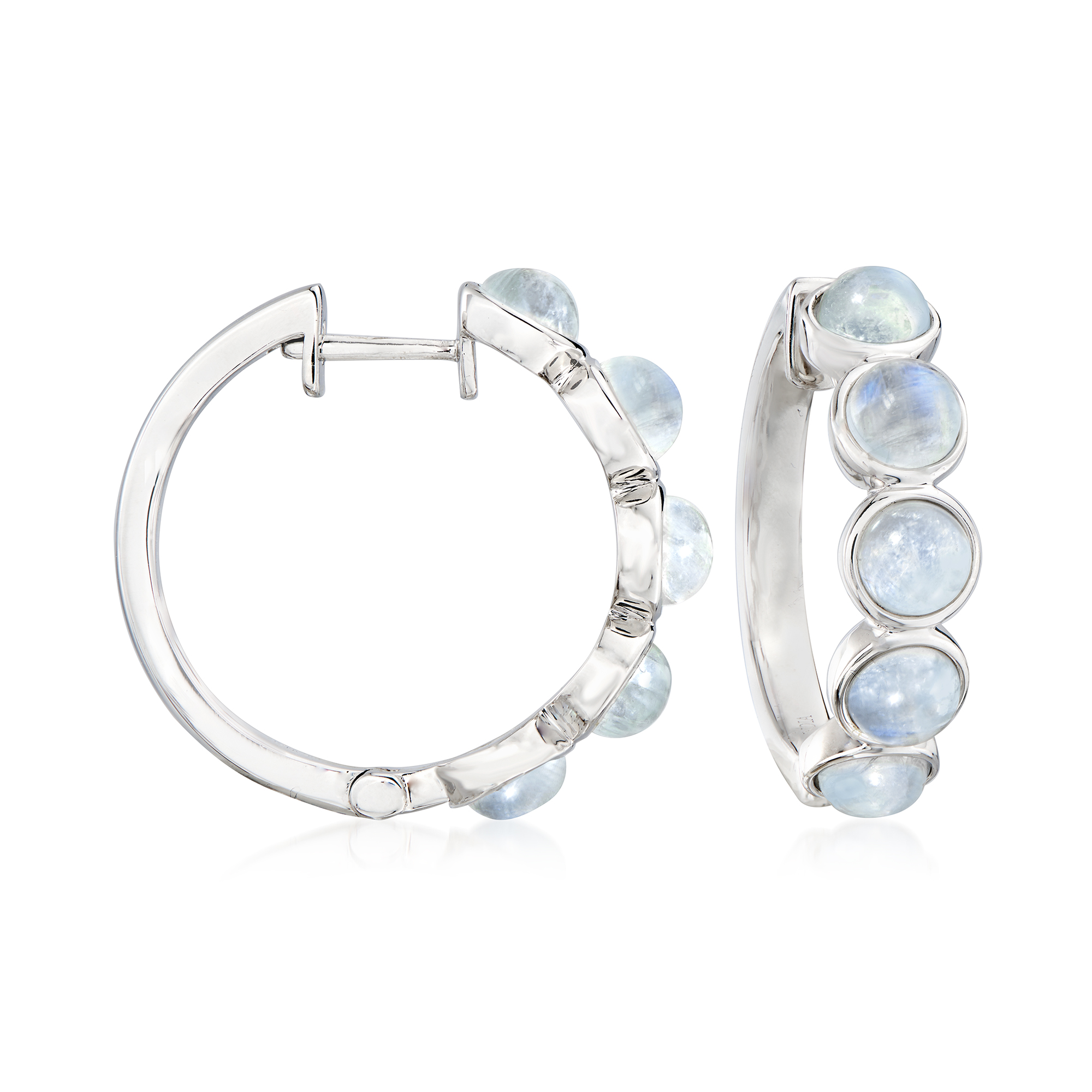 Moonstone Hoop Earrings in Sterling Silver. 7/8
