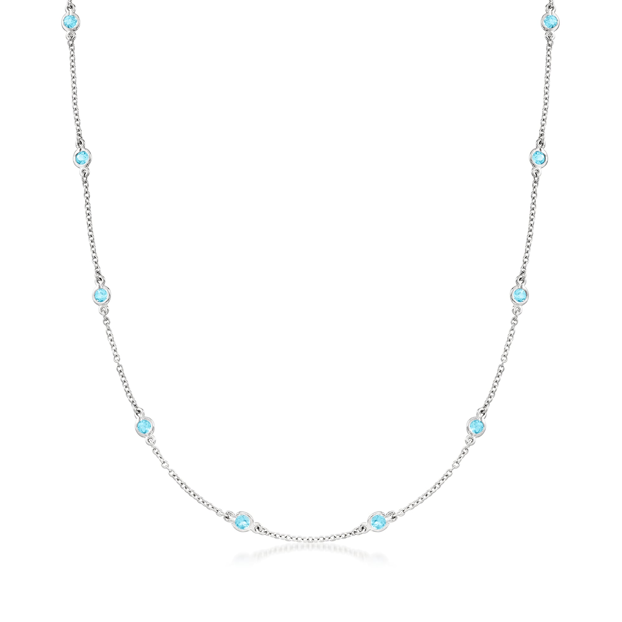 1.70 ct. t.w. Bezel-Set Swiss Blue Topaz Station Necklace in
