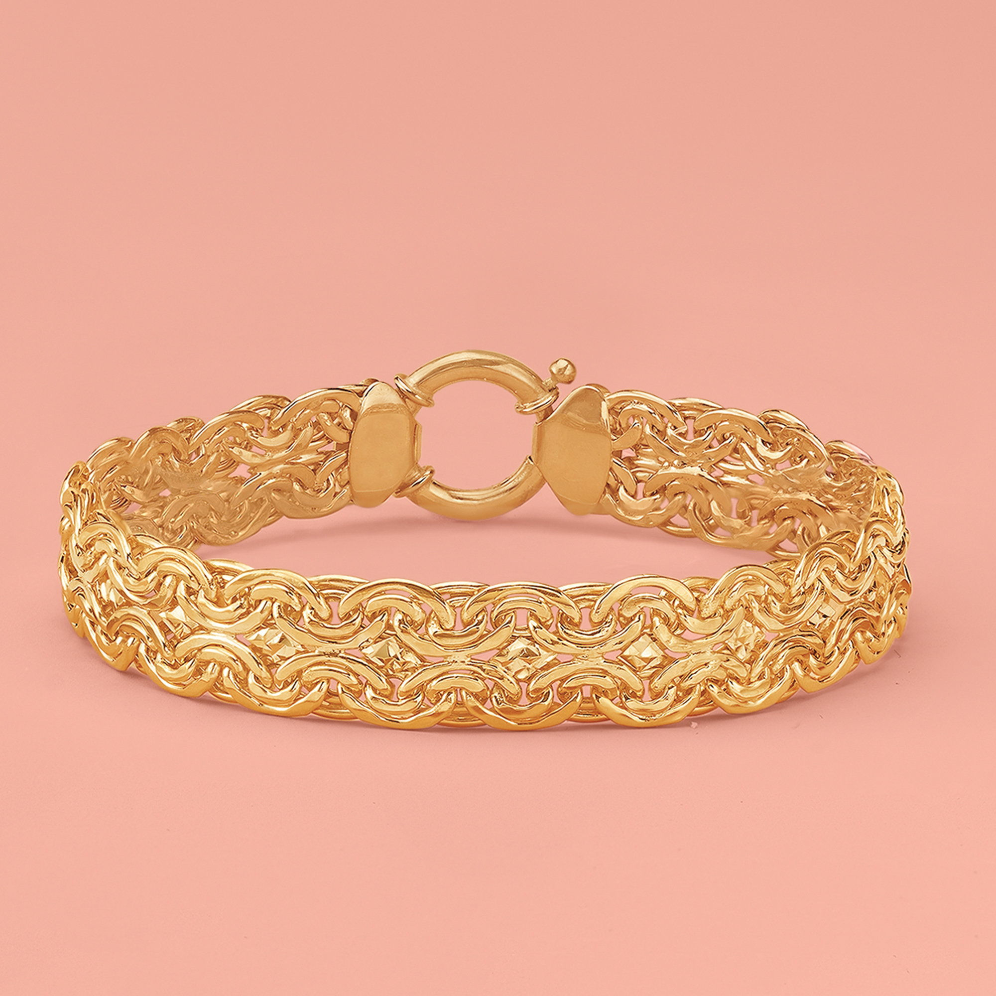 18kt Gold Over Sterling Silver Double-Oval Link Bracelet