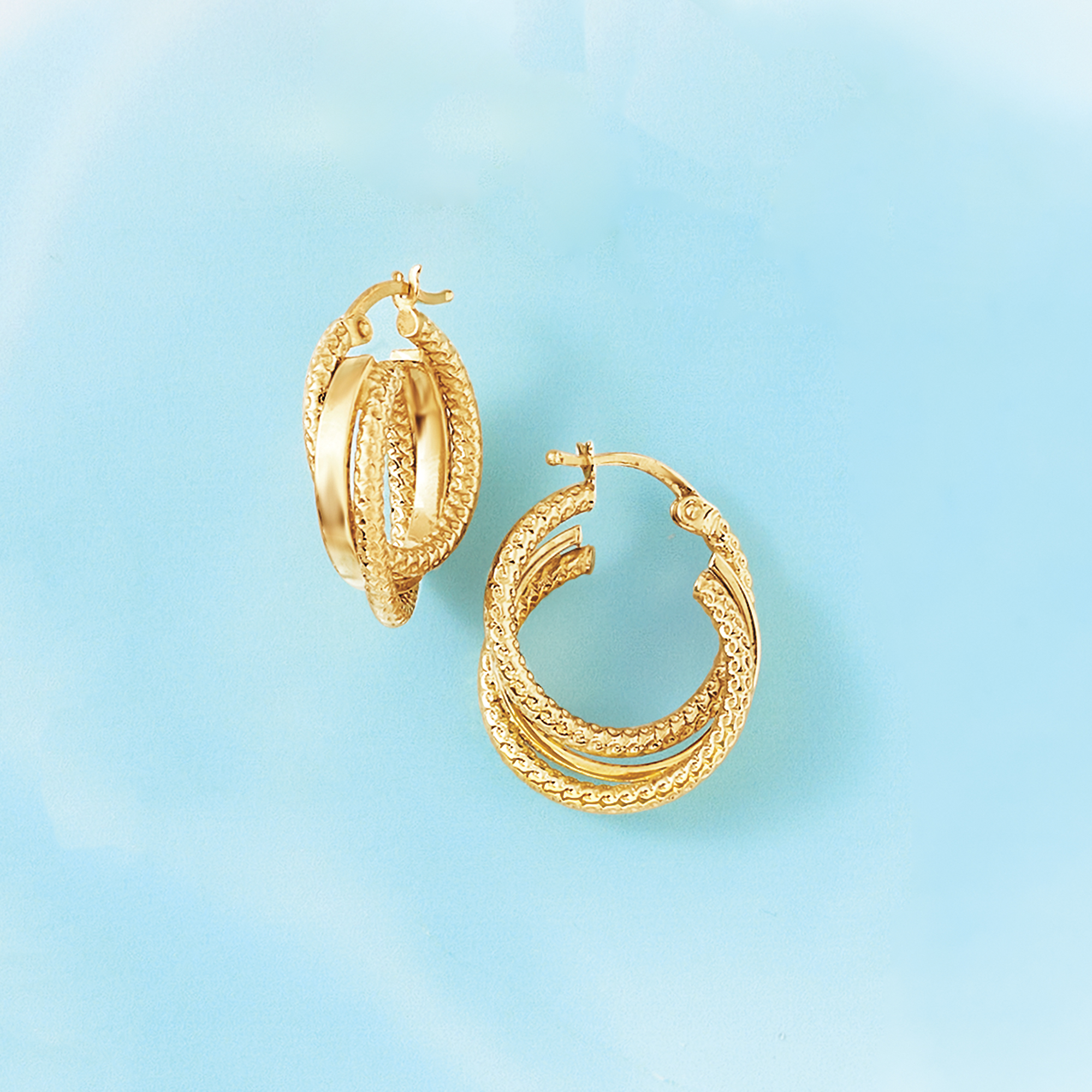 22kt Yellow Gold Interlocking Hoop Earrings RossSimons