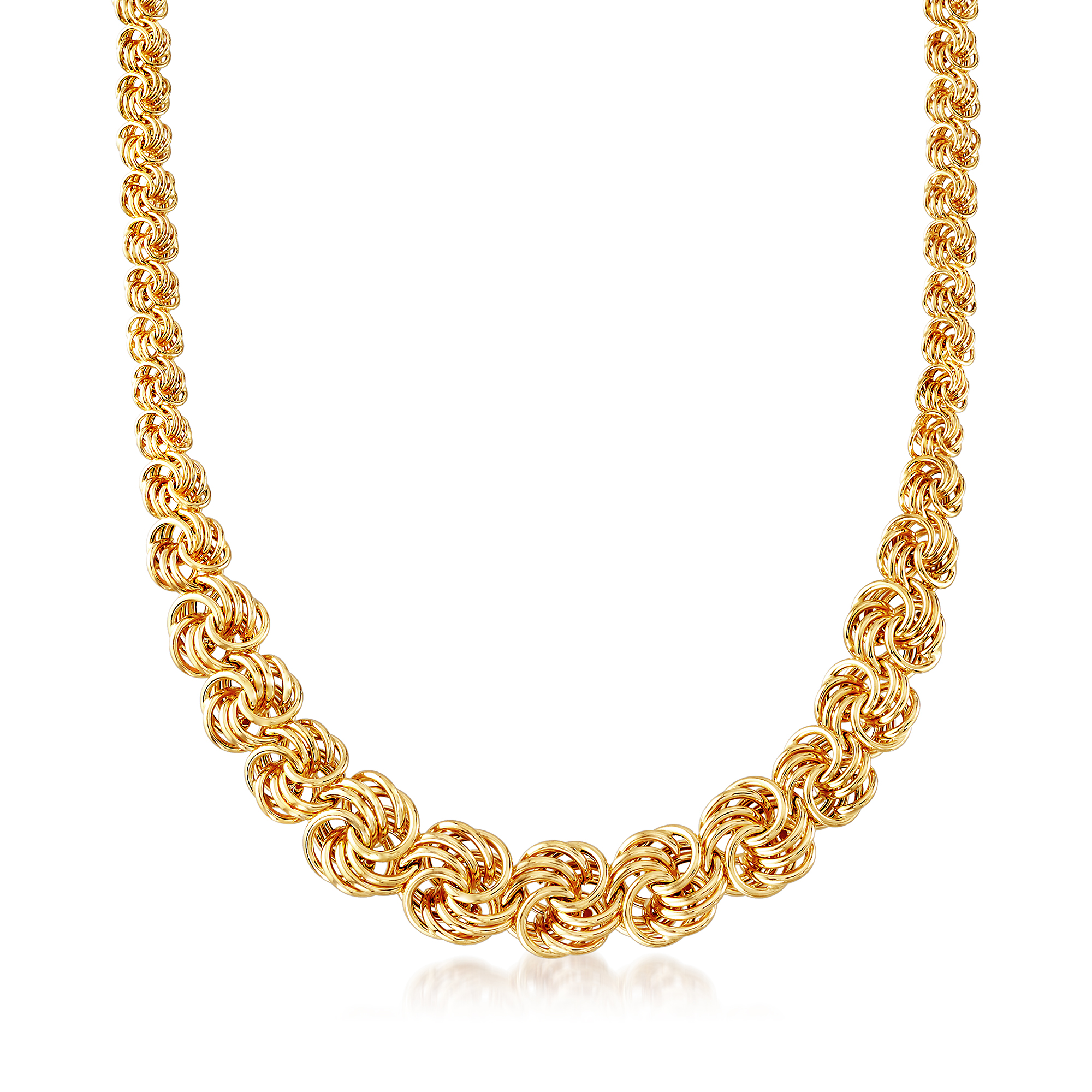 Italian 14t Yellow Gold Rosetta-Link Necklace