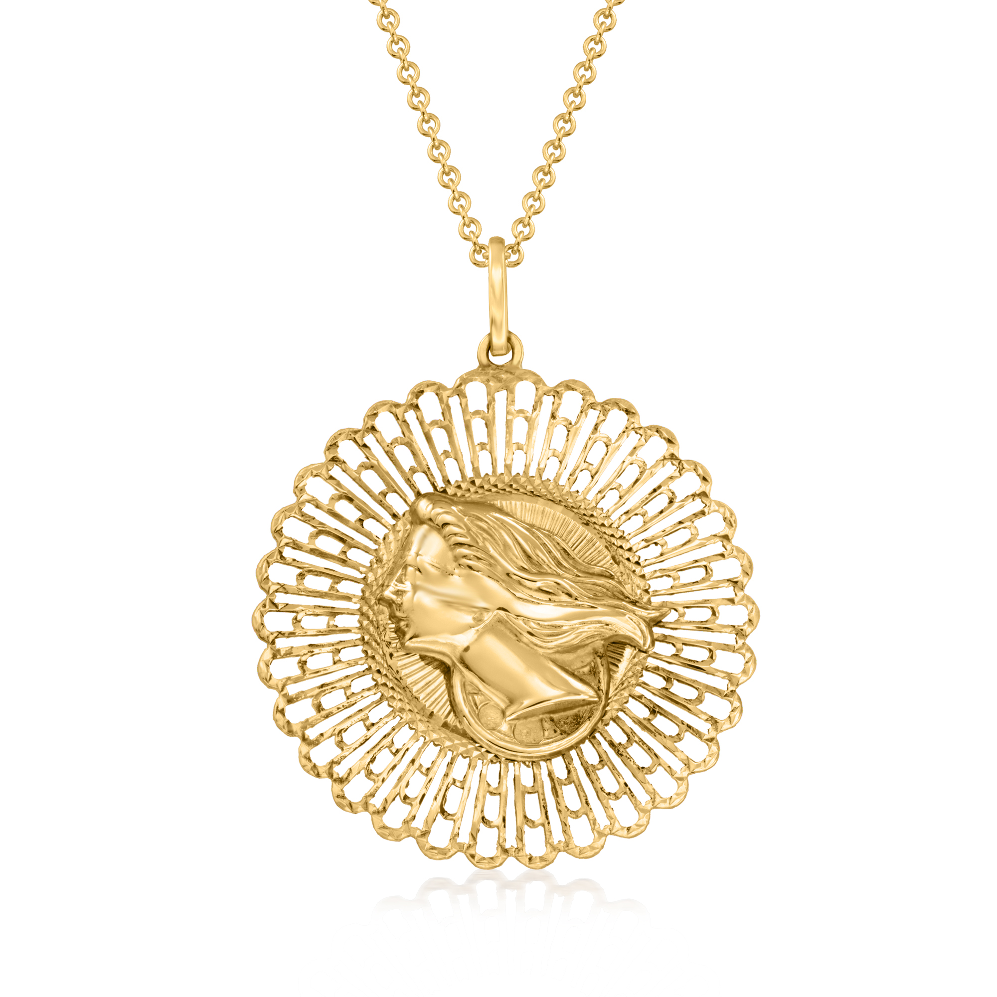 C. 1970 Vintage 14kt Yellow Gold Double-Sided Cleopatra and Lady