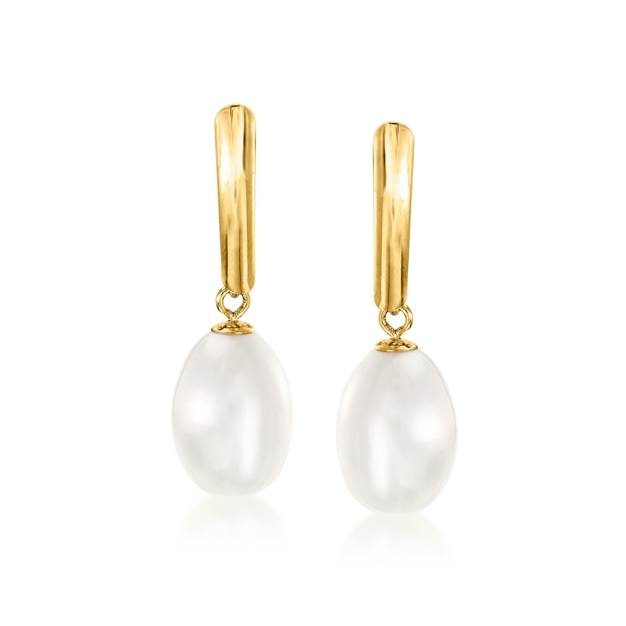 8.5-9mm Cultured Pearl Drop Earrings in 14kt Yellow Gold | Ross Simons